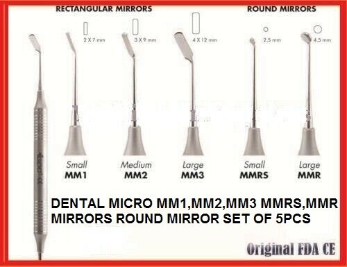 DENTAL INSTRUMENT TOOLS MICRO SURGICAL MIRRORS ROUND MIRROR SET OF 5PCS short ti