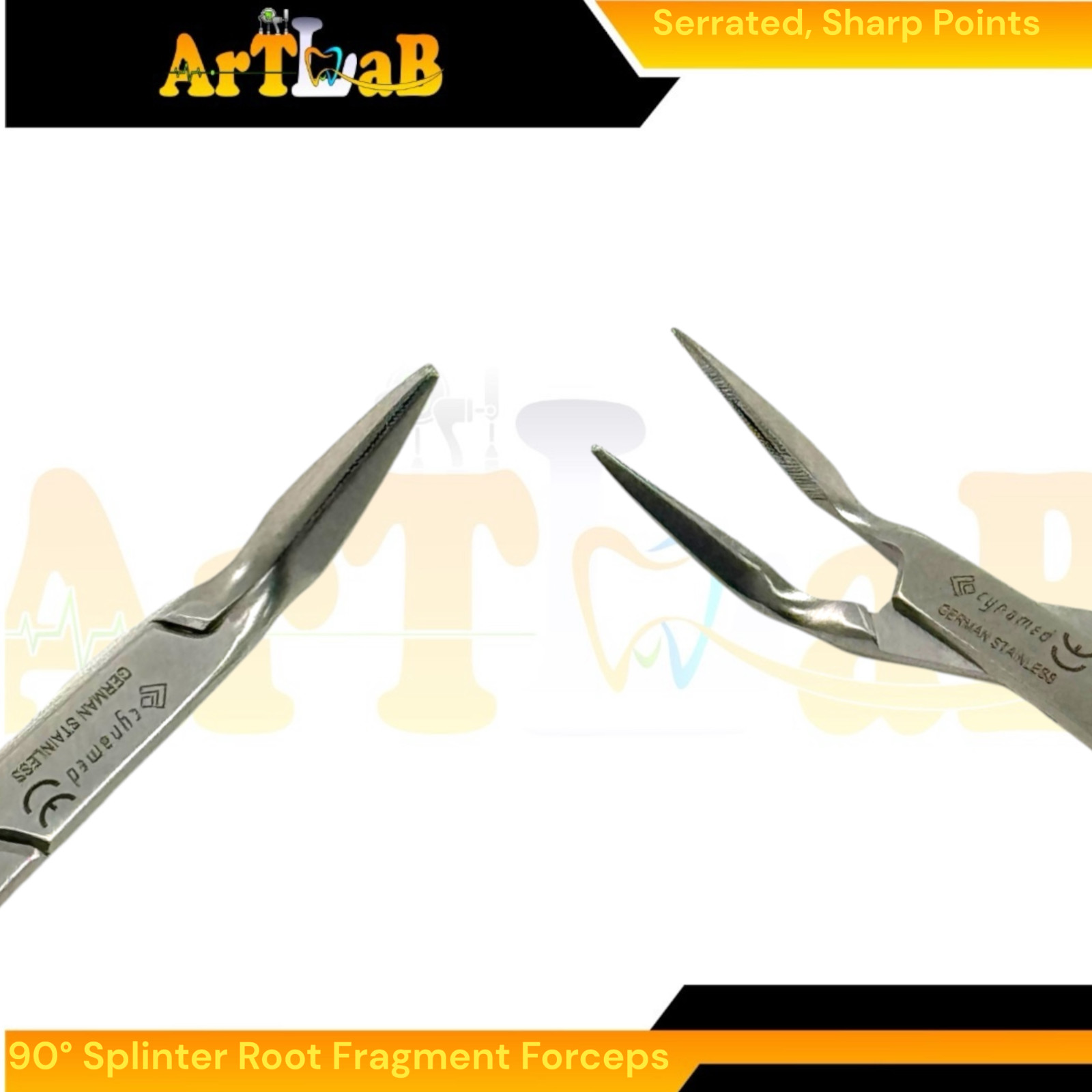 90° Splinter Fragment Forceps, Sharp Serrated Points, Autoclave-Safe (1 EA)