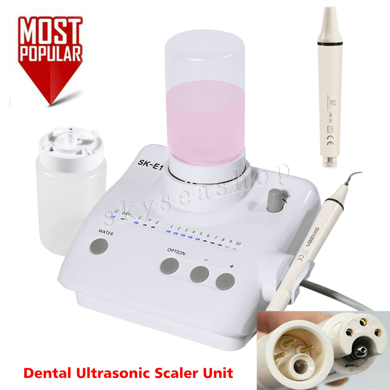 Dental Portable Ultrasonic Piezo Scaler 2*Bottles fit Cavitron EMS + Handpiece