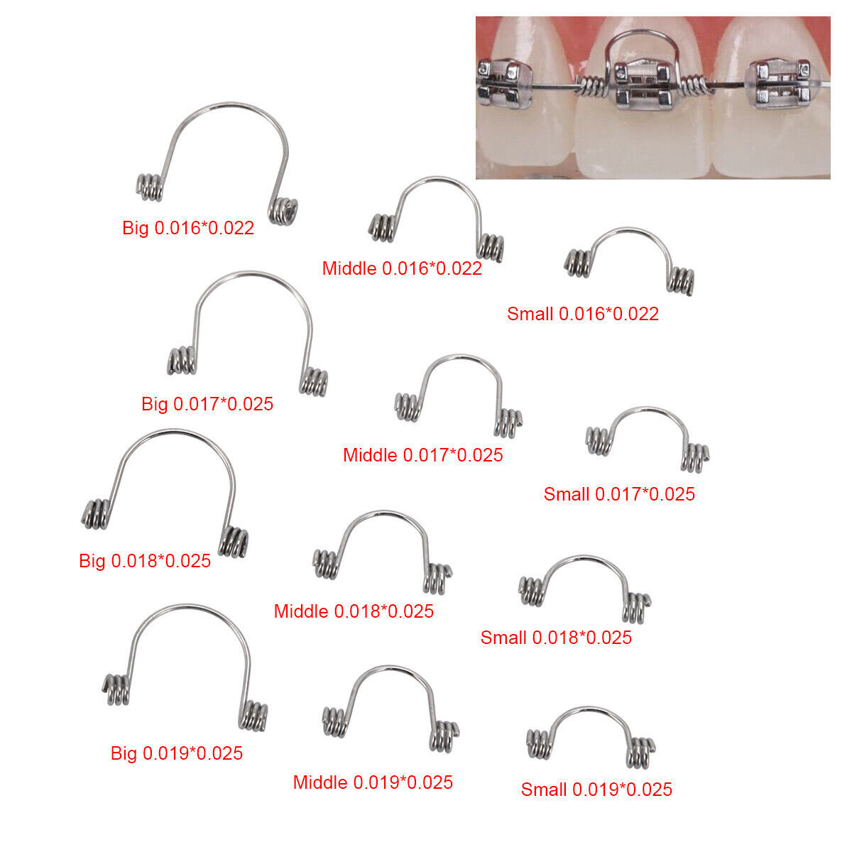 12 Size Dental Orthodontic Anterior Teeth Torque Rectangular Spring Wire Single