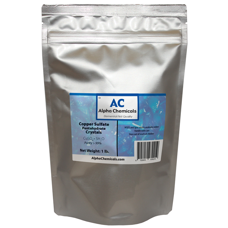 1 Pound – Copper Sulfate Pentahydrate Crystals – 99% Pure