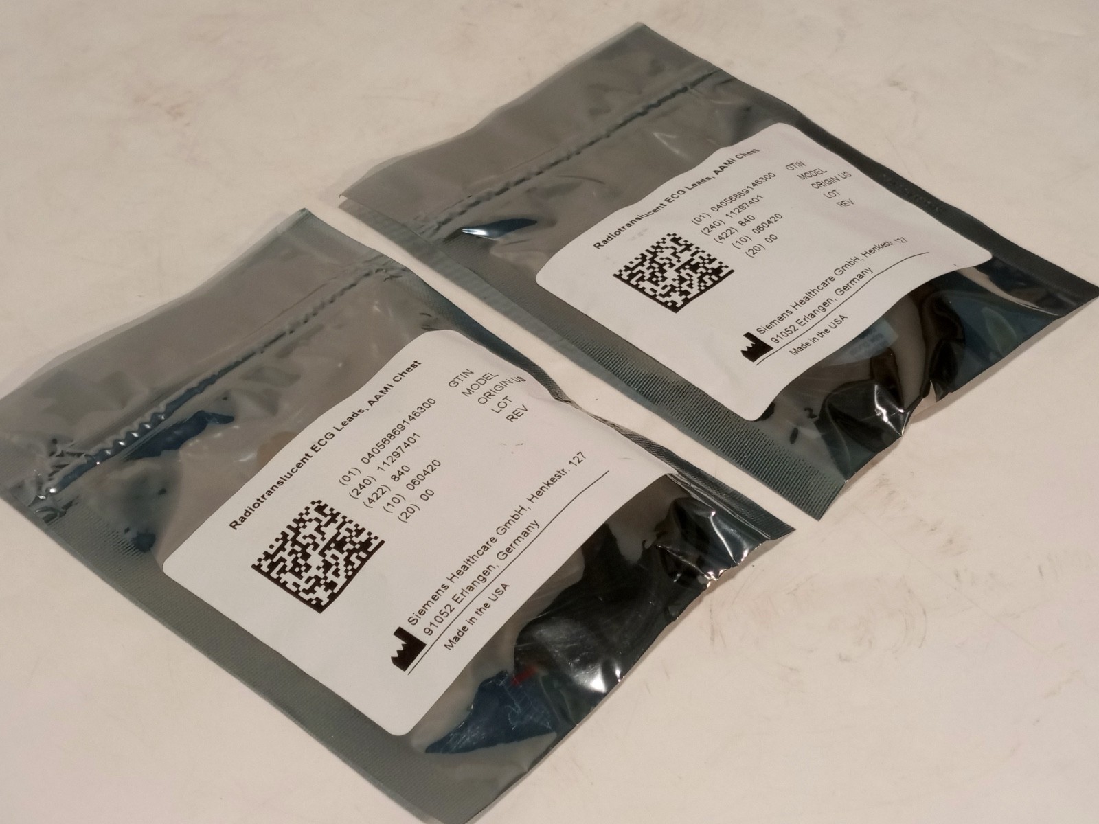Siemens 11297401 Replacement AAMI Chest Radiotranslucent ECG Leads, Single Unit
