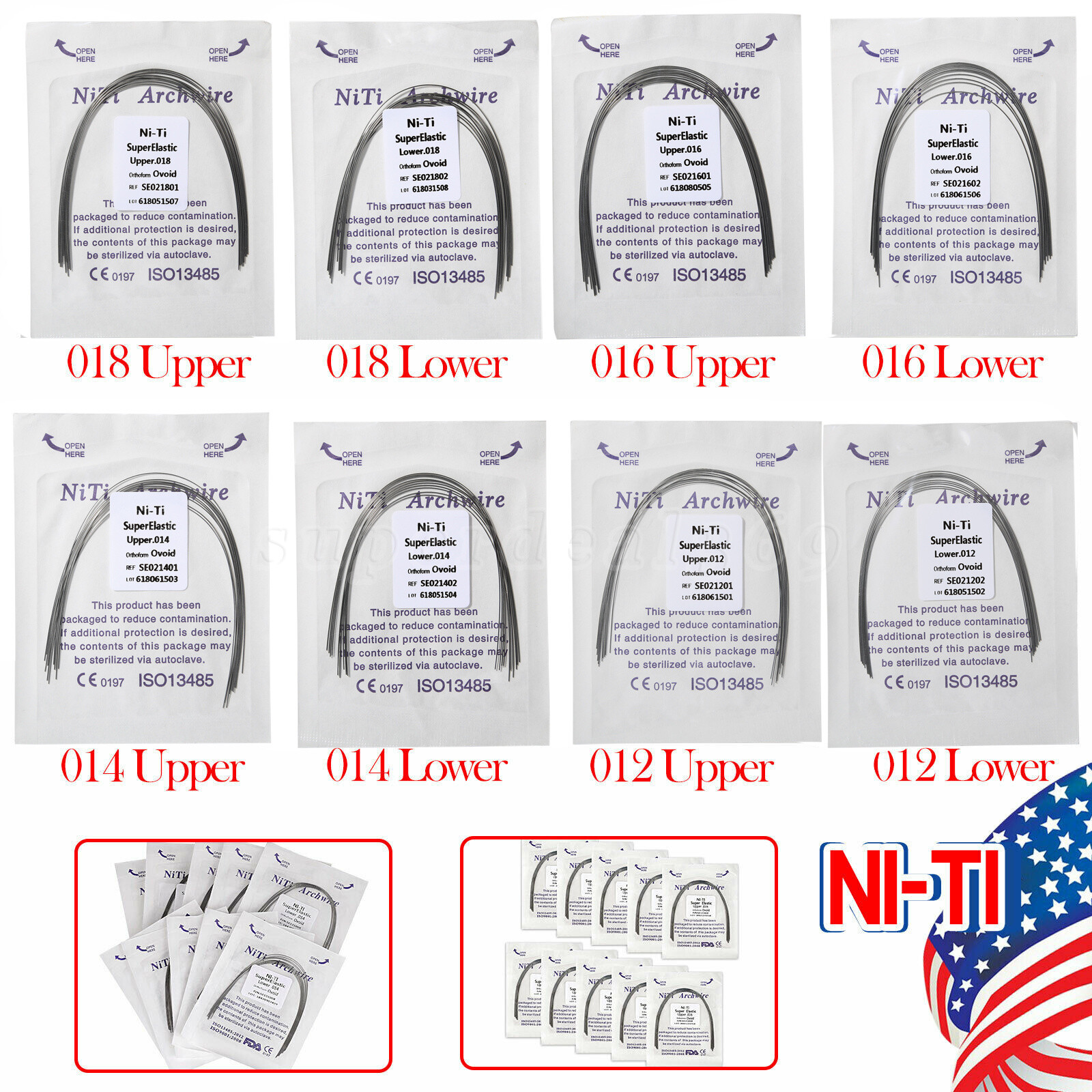 Dental Orthodontics Brackets Brace Roth MBT Hook 345 / Niti Round Arch Wire to
