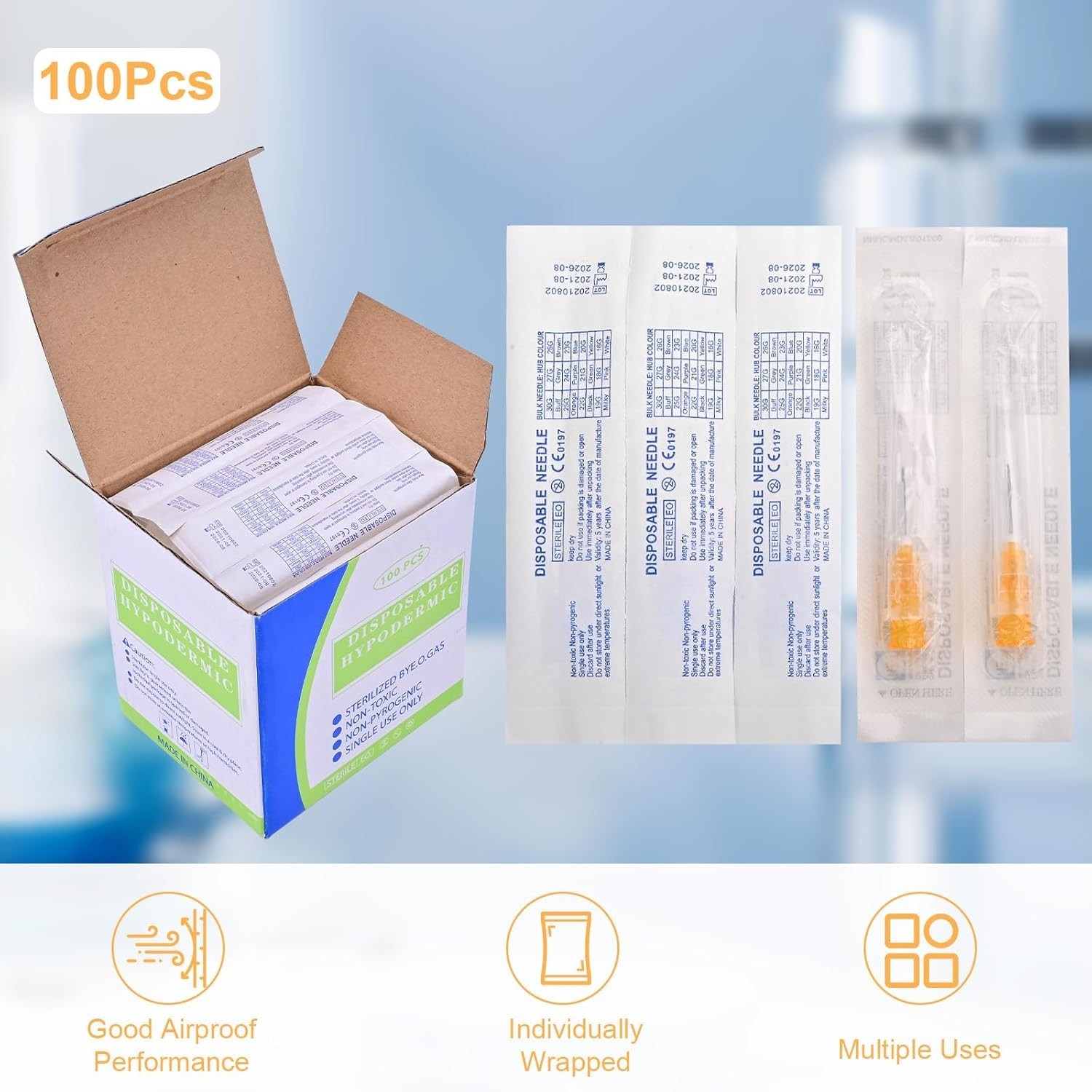 High-Quality 100 Disposable Needles – 25 Ga 1 Inch for Precision Dispensing