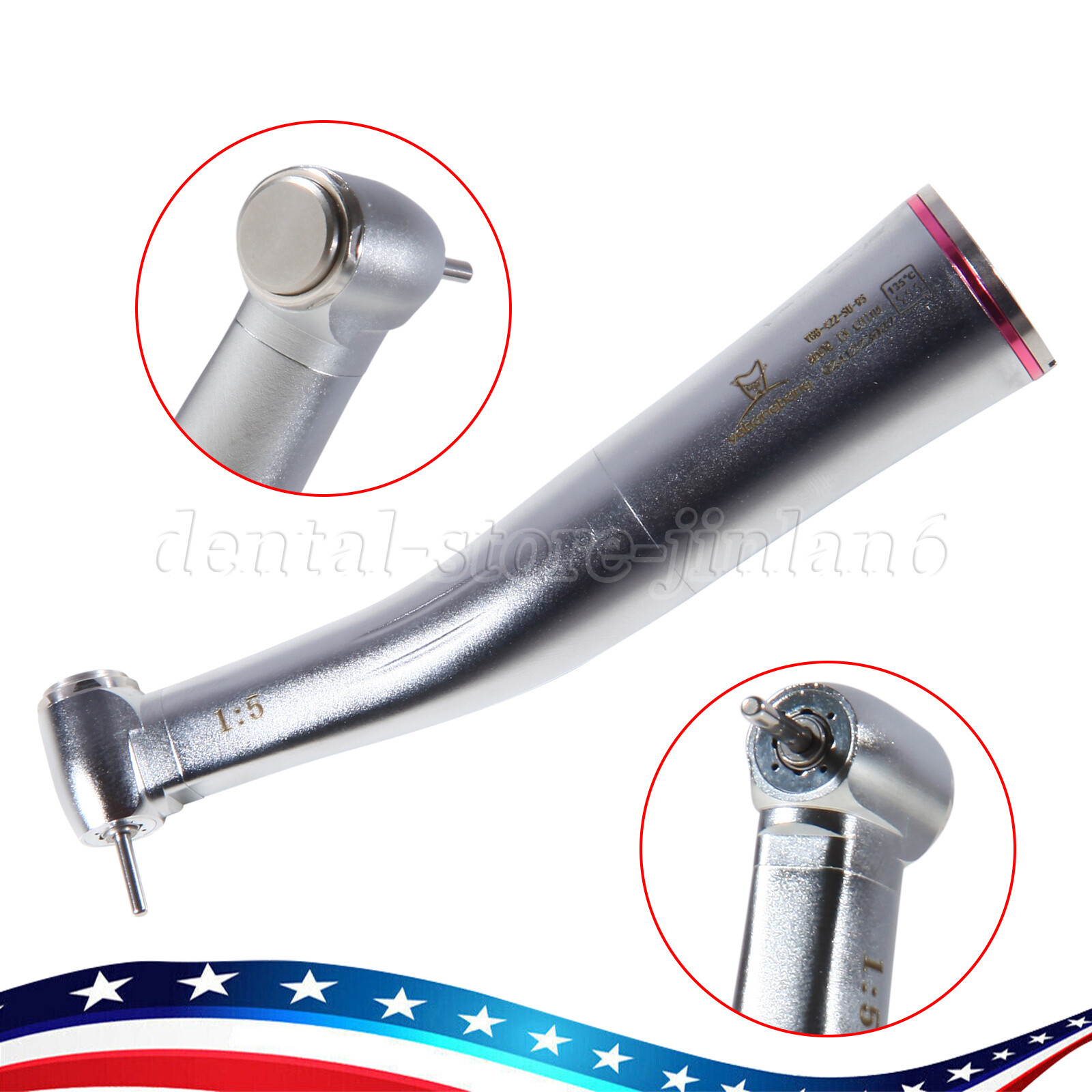 MINI Dental 1:5 Ratio Increasing Contra Angle Handpiece fit NSK Red Ring USA