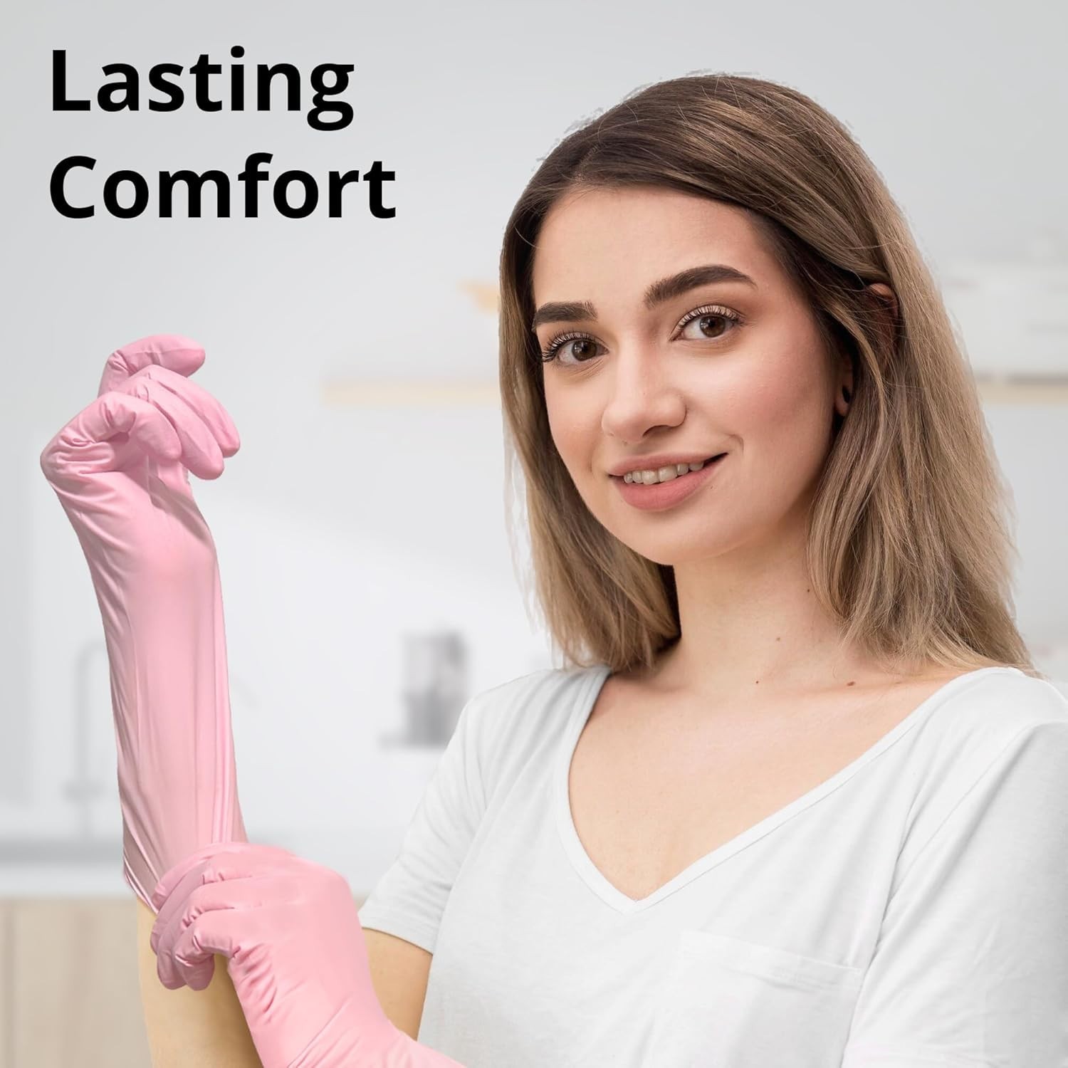 Comfortable Cherry Blossom Disposable Gloves – 12-Inch Length, Latex-Free, Large