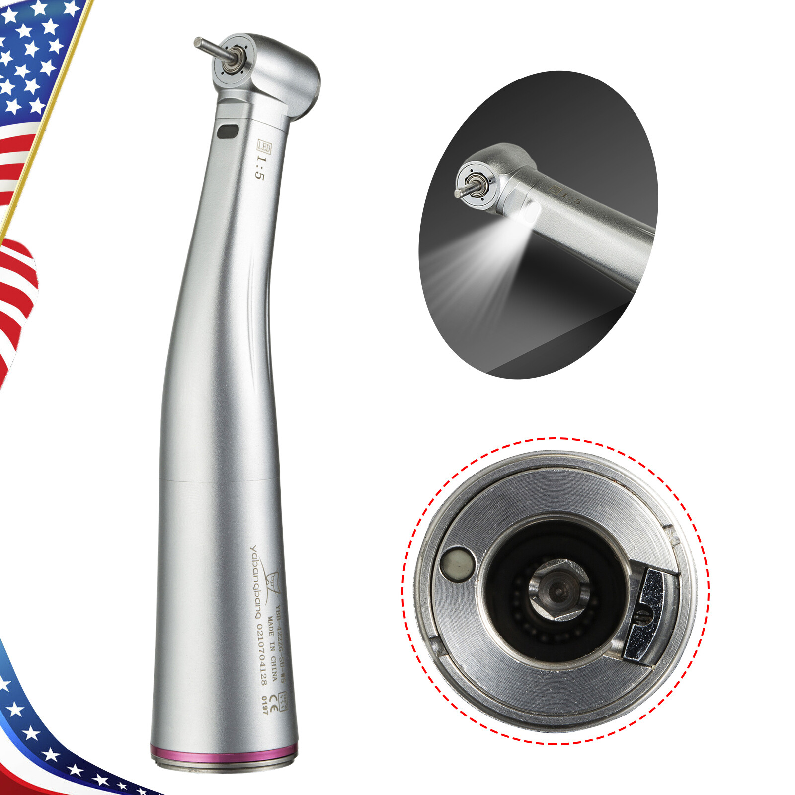NSK Style LED Dental Electric 1:5 Contra Angle Increasing Speed Handpiece YBB