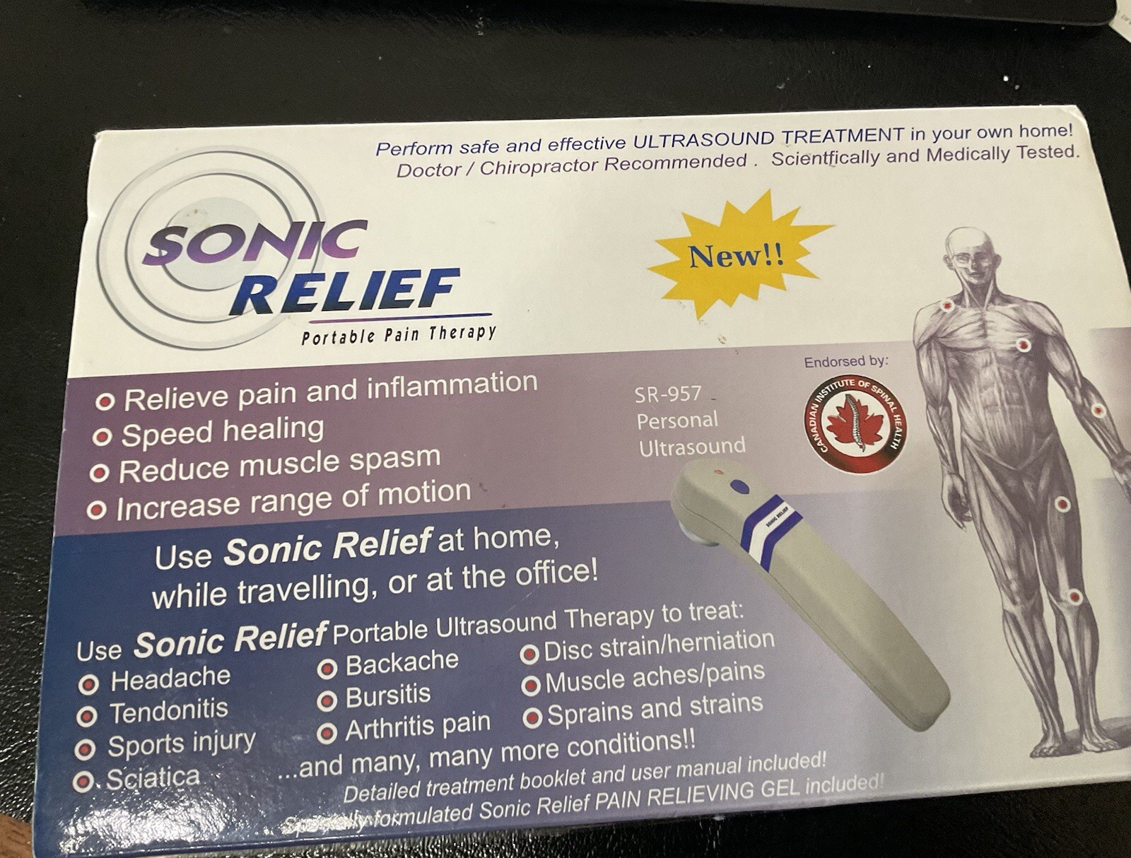 SONIC RELIEF PORTABLE PAIN THERAPY/ULTRASOUND GEL