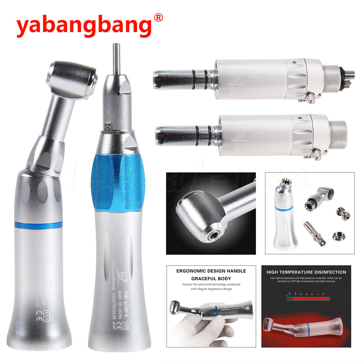 NSK Style Dental Slow Low Speed Handpiece Contra Angle Straight Air Motor 2/4H