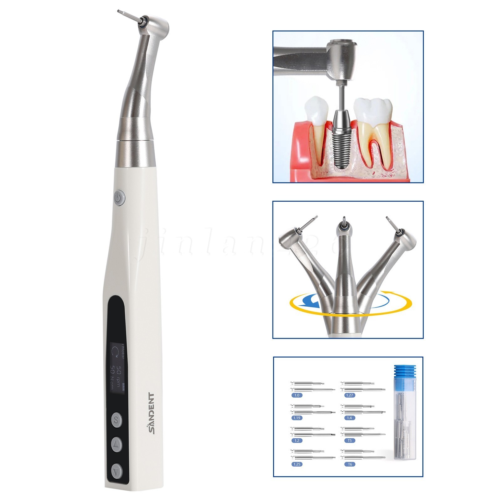 Dental Cordless Implant Electric Torque Wrench Handpiece Tool Driver 360° Rotate