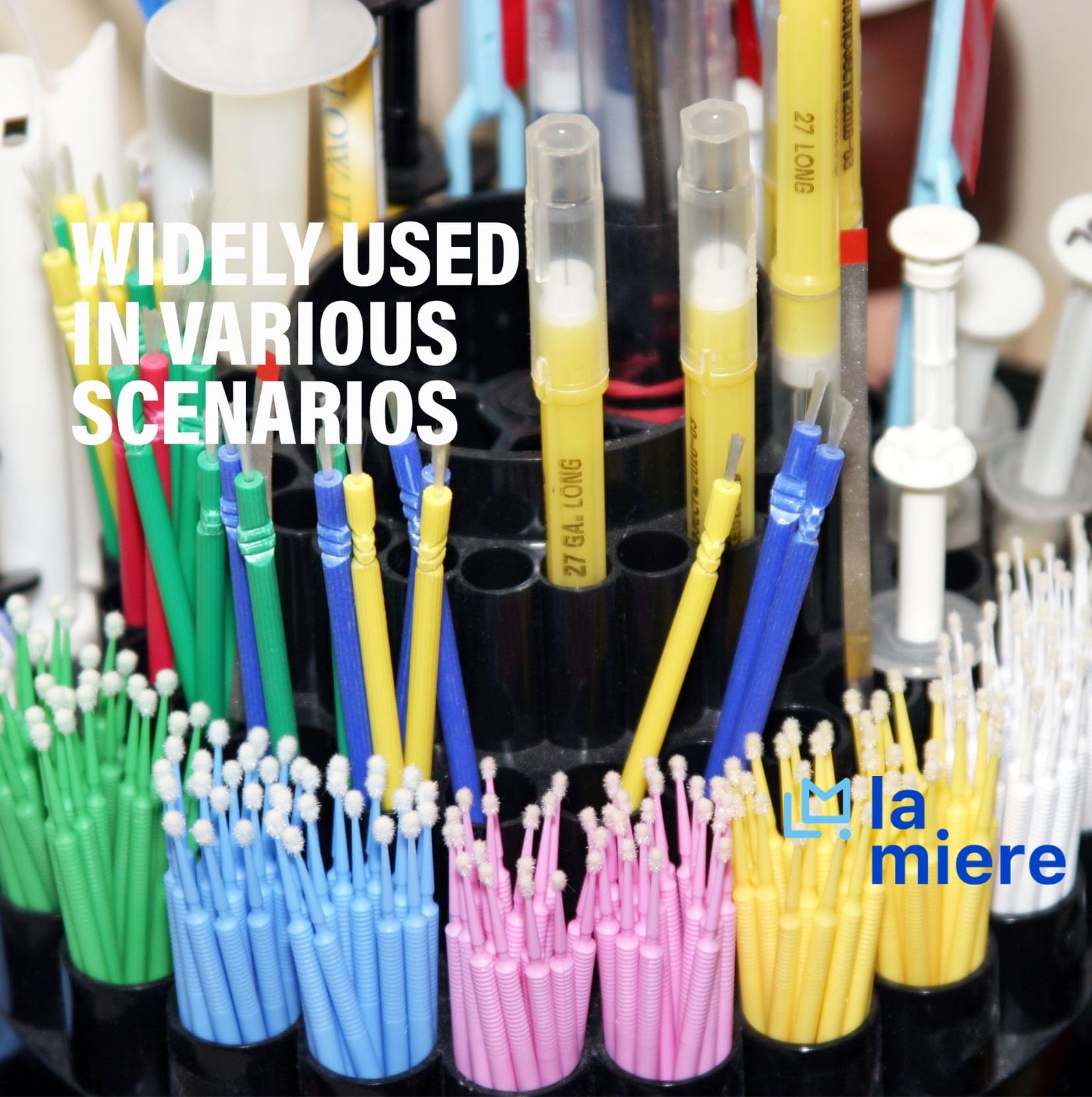 LA MIERE 400pcs Dental Micro Applicators Brushes Fine, 1.5mm White, White