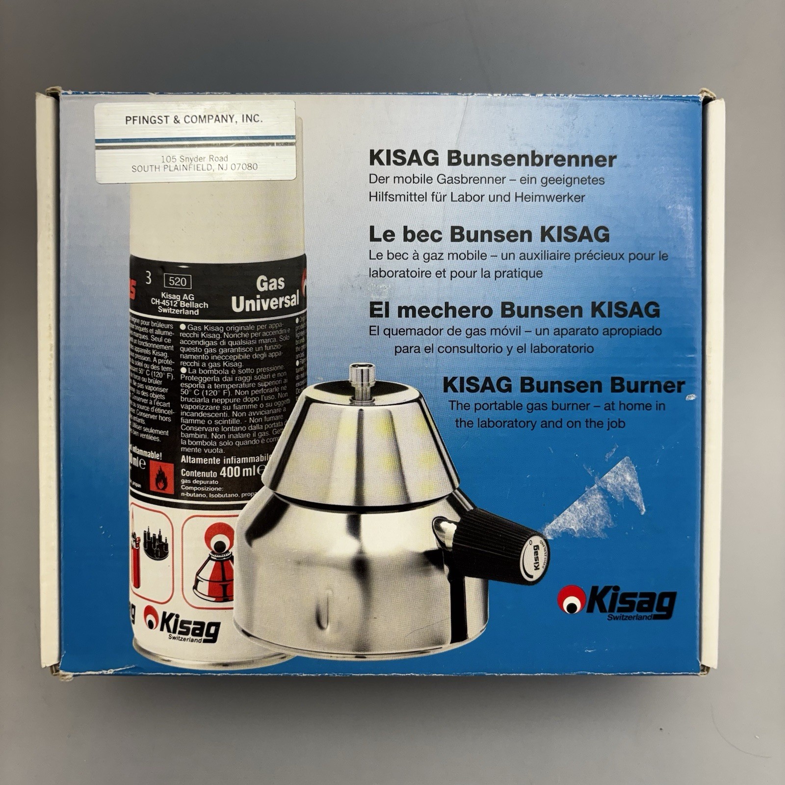 New Kisag Switzerland Portable Bunsen Burner Gas Commercial Lab Quality