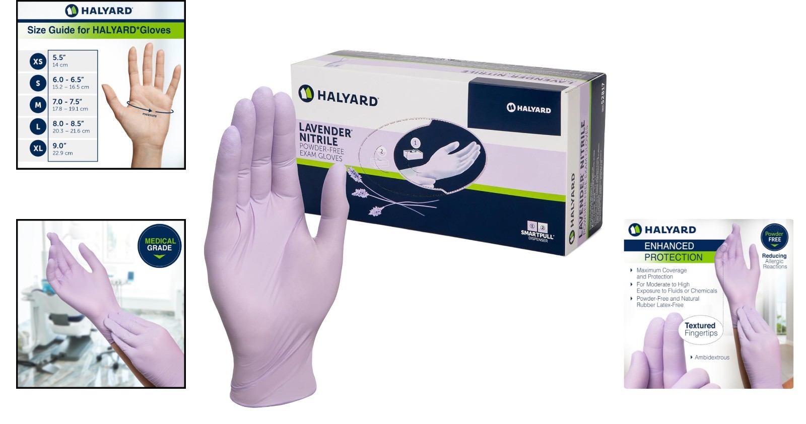 Medium Lavender Nitrile Exam Gloves, Chemical Resistant, 3.1 Mil, 250-Count Box