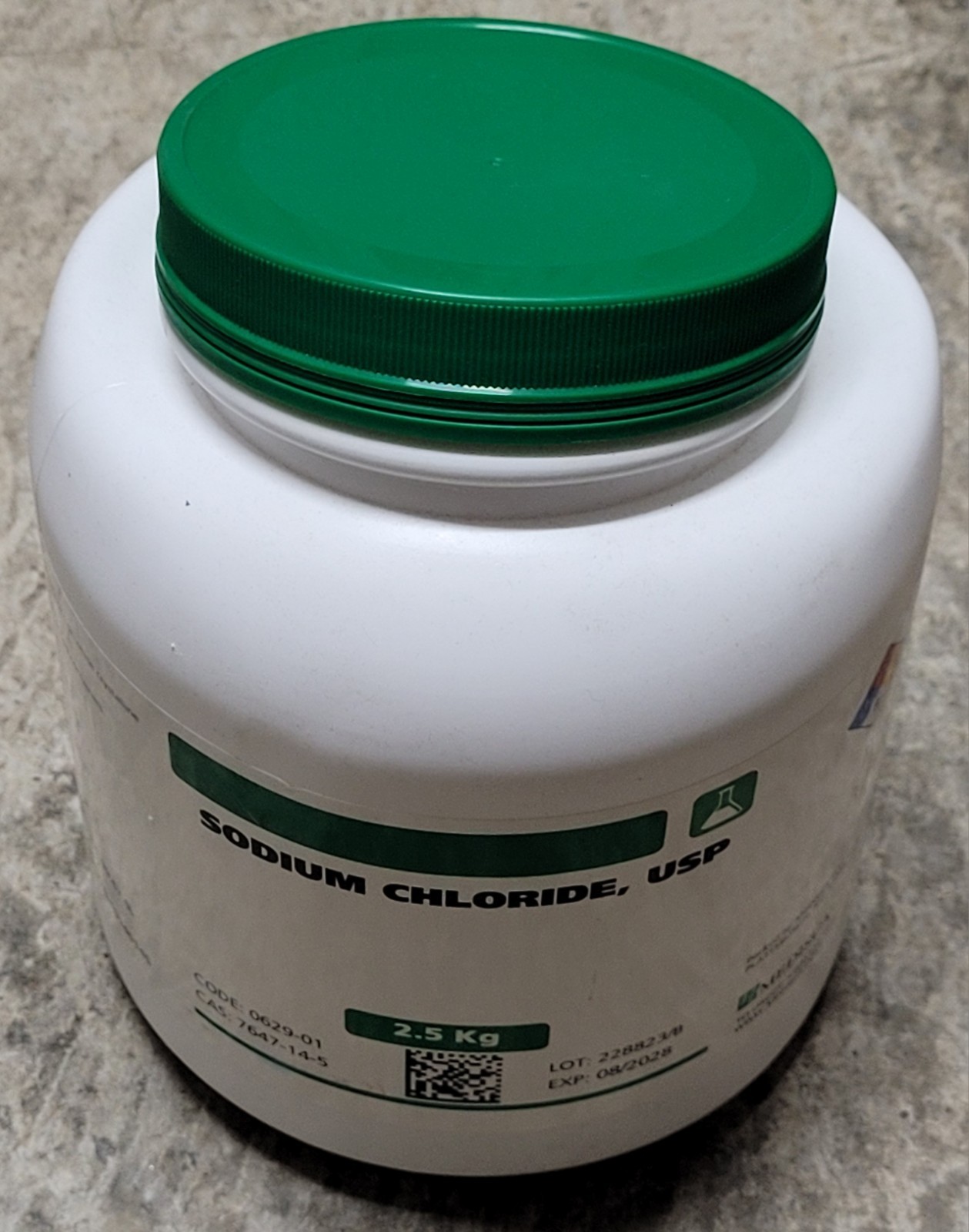 Sodium Chloride 99.67%, Pure USP, 2.5kg High Purity Crystals Expires 08/2028
