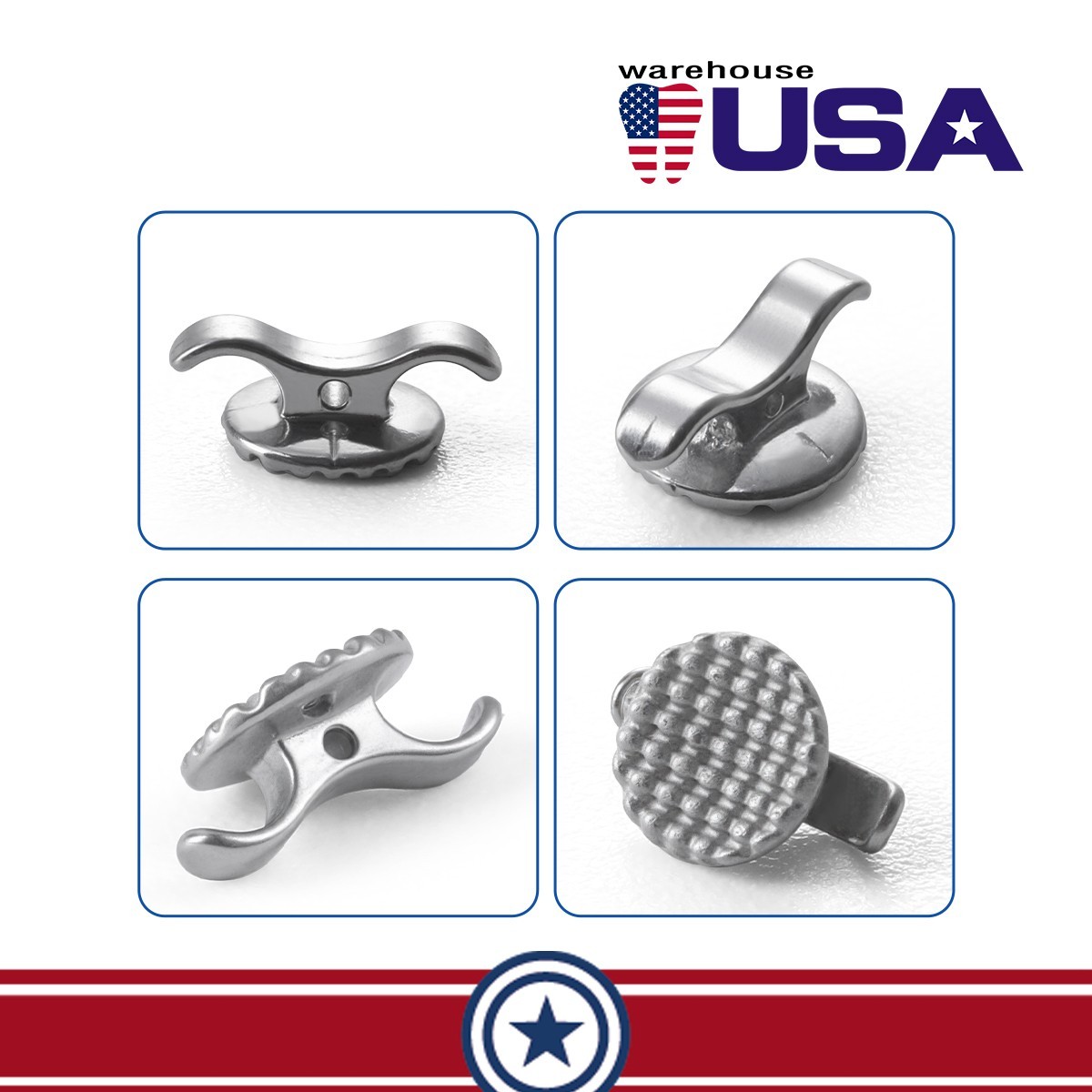 Dental Orthodontic Bondable Lingual Buttons hole Vertical Horizontal channel