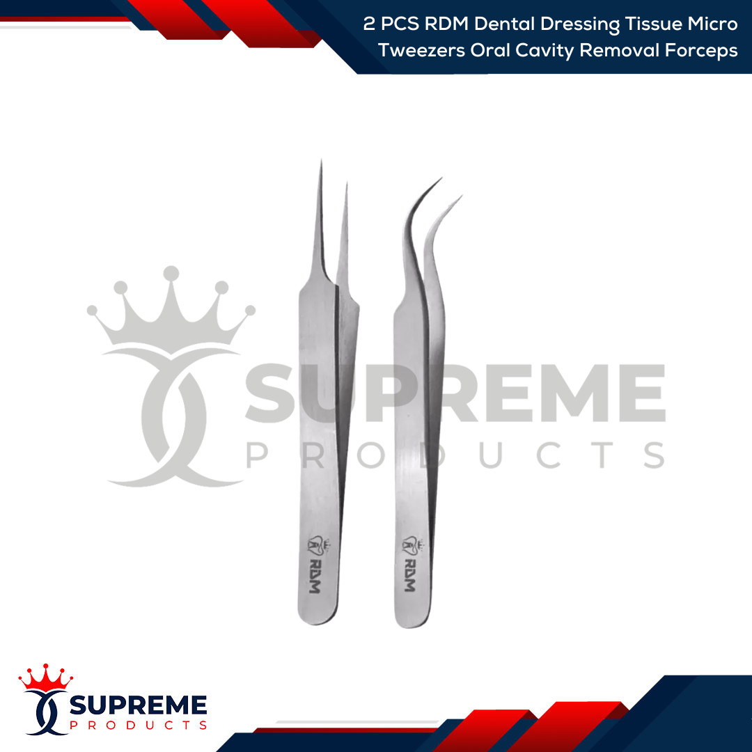 2 PCS RDM Dental Dressing Tissue Micro Tweezers Oral Cavity Removal Forceps