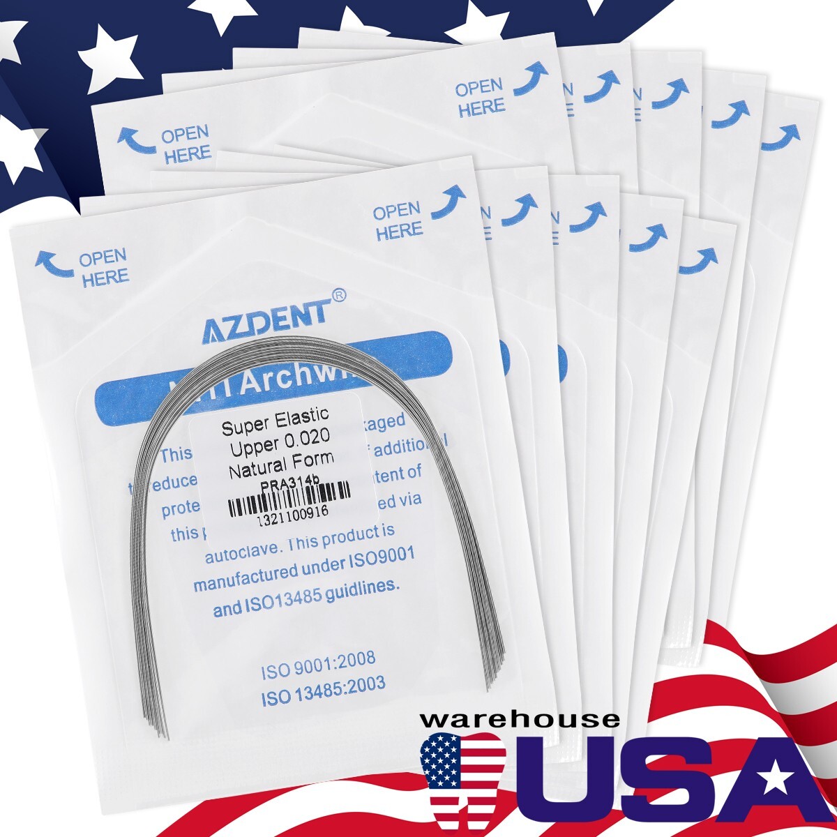 10pcs AZDENT Dental Ortho Arch Wire Super Elastic NiTi Ovoid Round Rectangular