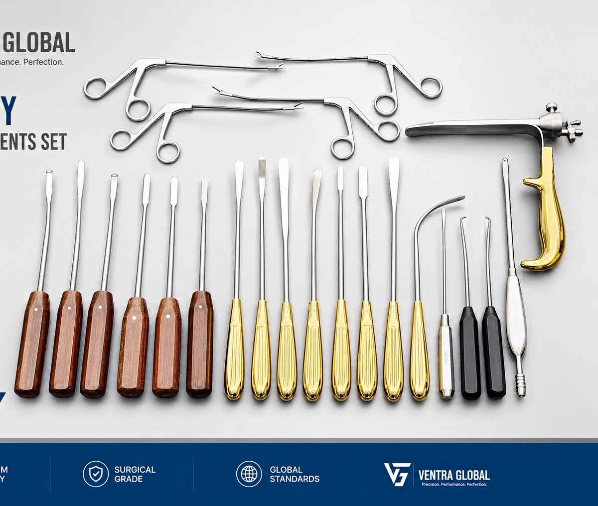 Ventra Global Endoscopy Facelift Instruments Set Stainless Steel Plastic Surgery