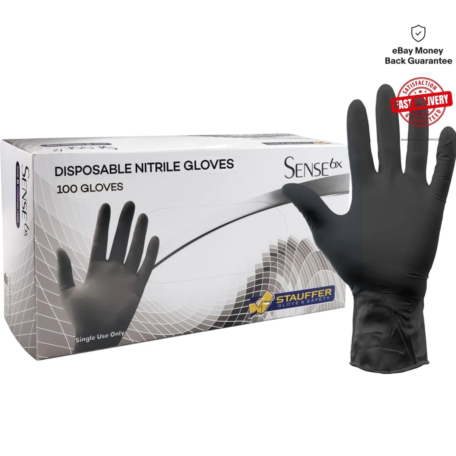 Professional 12″ Disposable Nitrile Gloves – 6mil Thickness in Black, 100 Count