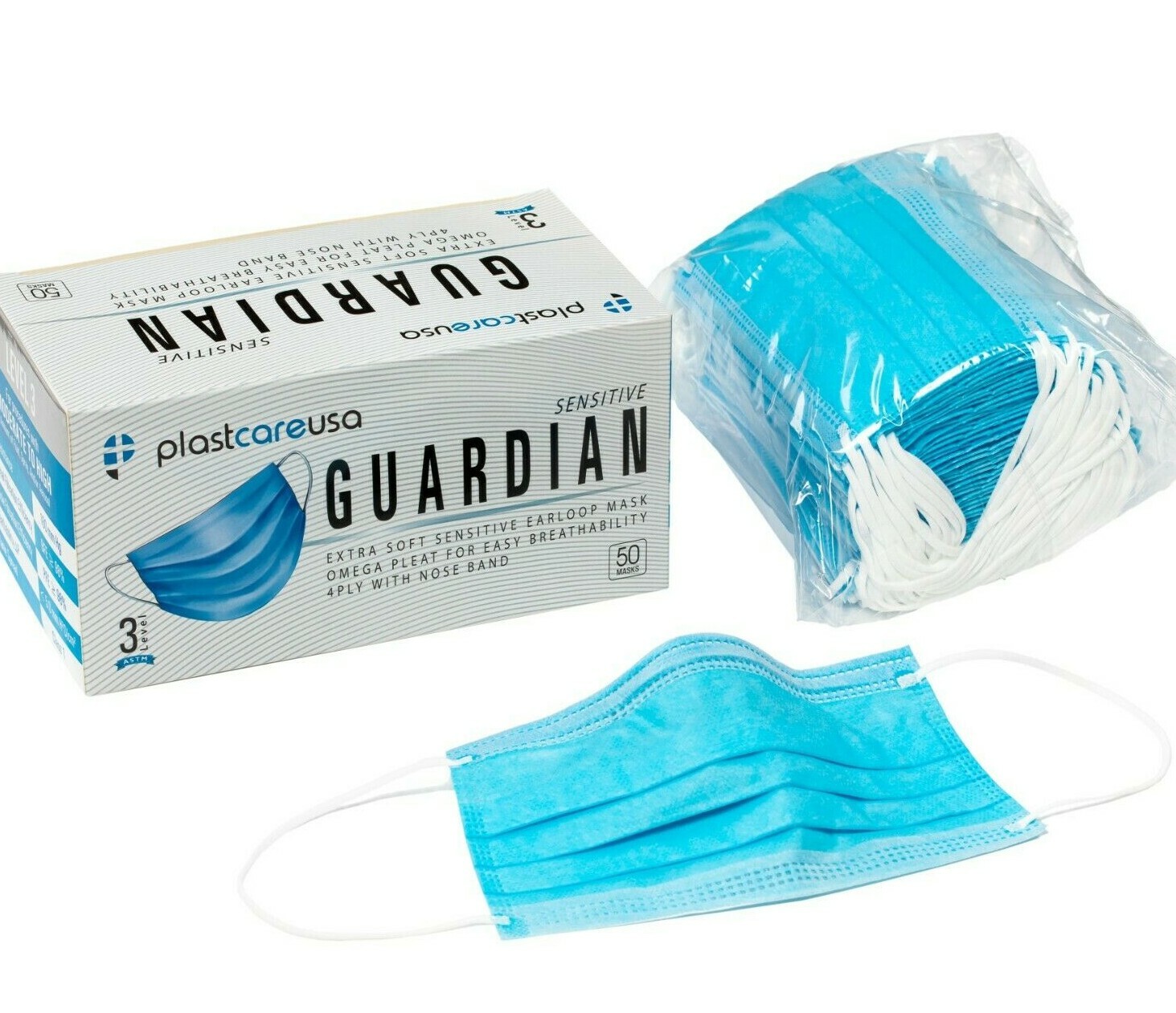 200 ASTM Level 3 4-Ply Disposable Medical Surgical Face Blue Masks (4 Box of 50)