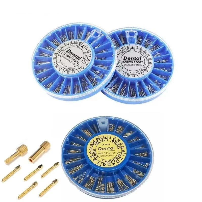 120pcs Dental Screw Post Gold/Silver Plated Titanium Kit Conical Root Canal Pins