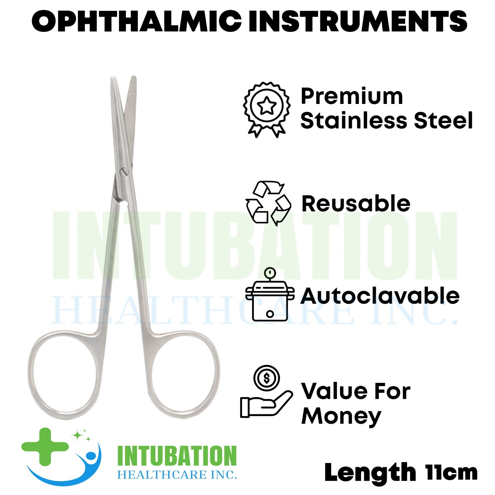 Enucleation Scissors Curved 11cm Stainless Steel Surgical OPT Eyelid Instruments