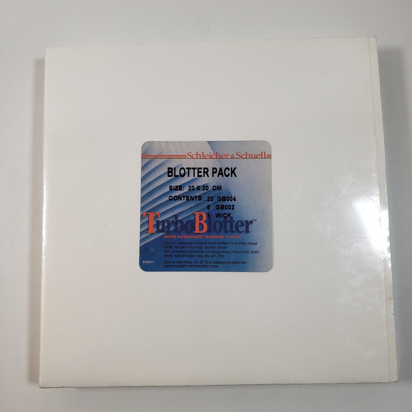 Schleicher & Schuell TurboBlotter 20x20CM Blotter Pack New, Sealed
