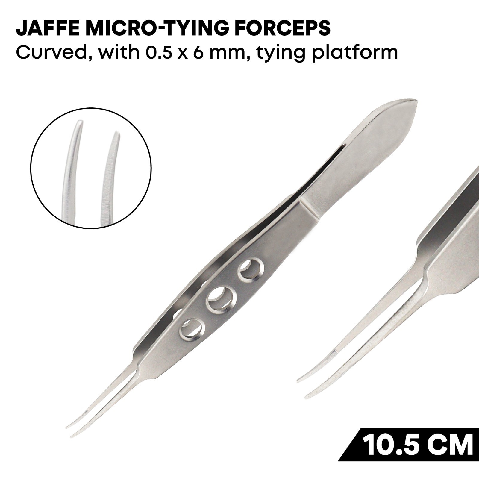 Jaffe Tying Forceps Curved with 0.5 x 6 mm tying platform Ophthalmic Instruments