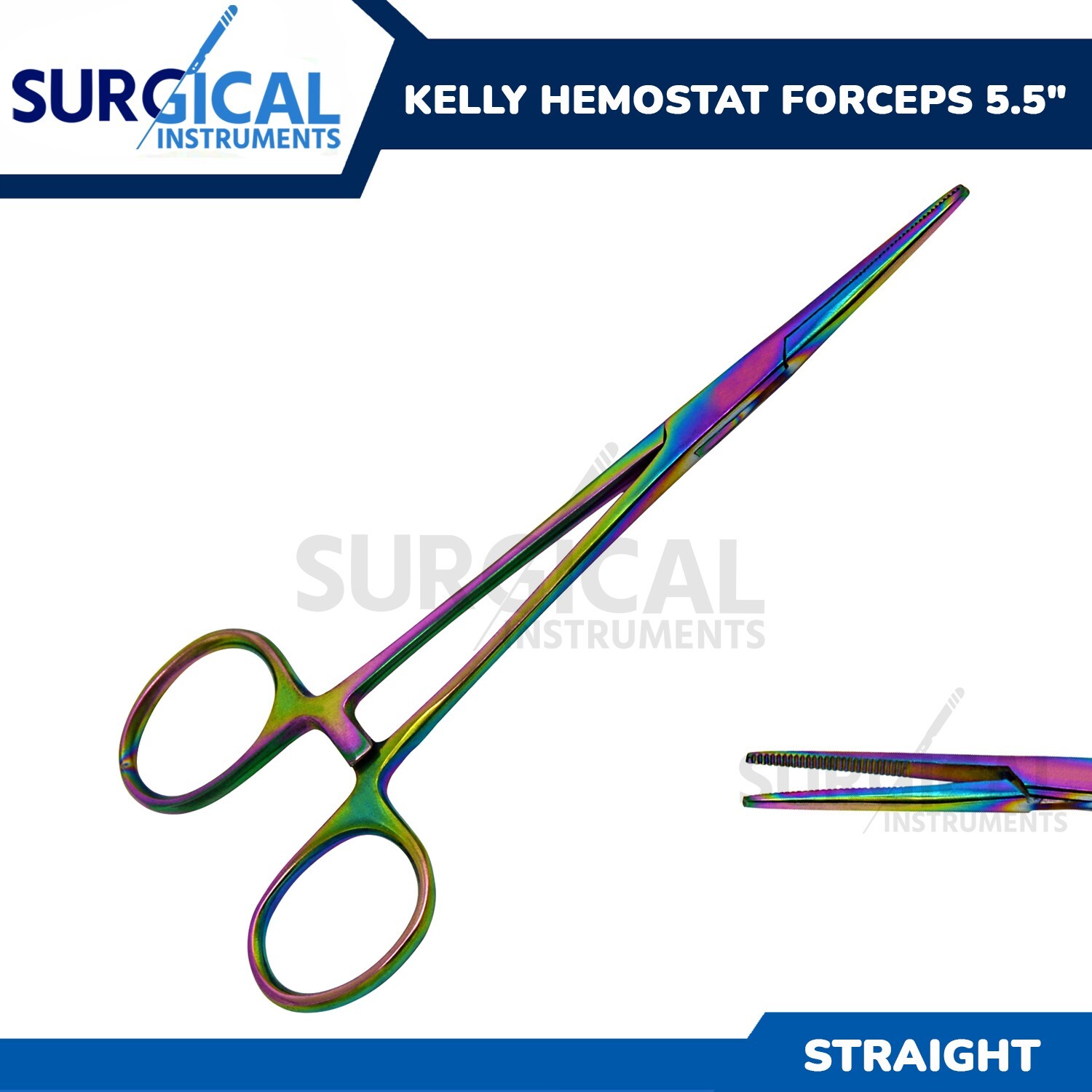 Kelly Hemostat Forceps 5.5″ Straight Multi Titanium Rainbow Color German Grade