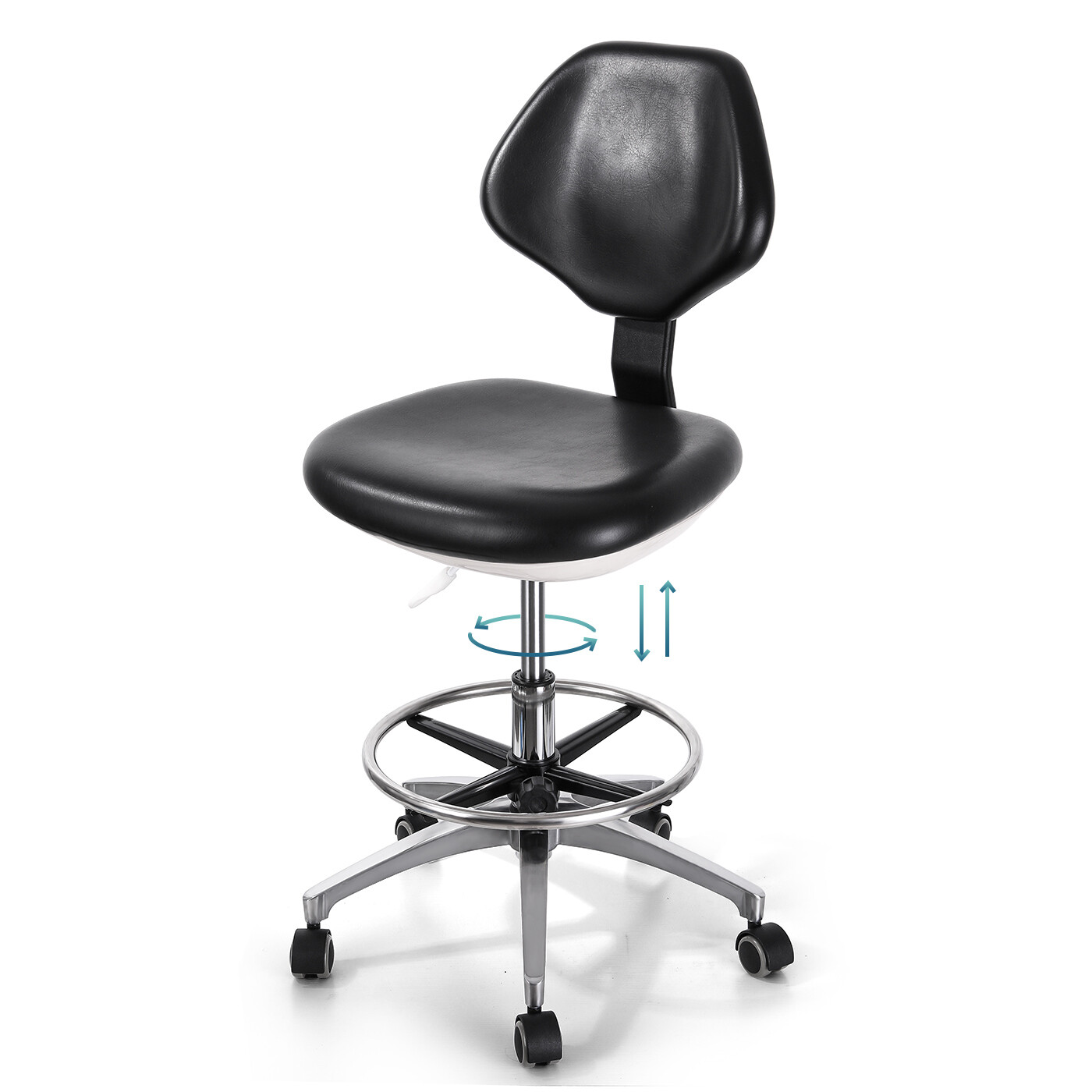 US Adjustable Stool Doctor Chair Hydraulic Rolling for Dental Massage Salon Spa