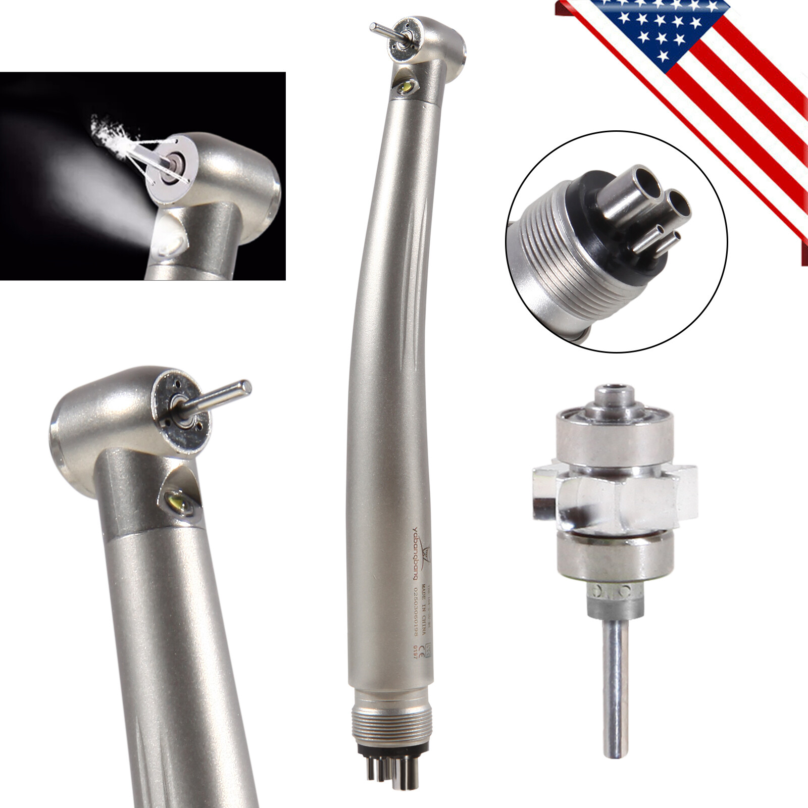 Dental LED E-generator High Speed Handpiece Standard Head Triple Way Spray 4Hole