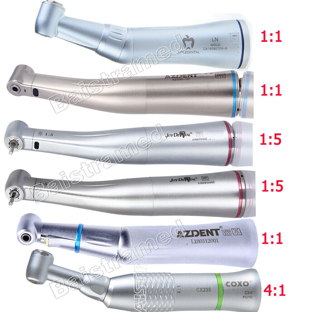 Dental 1:5/1:1 Increasing Contra Angle Optic LED Handpiece Fit Electric Motor