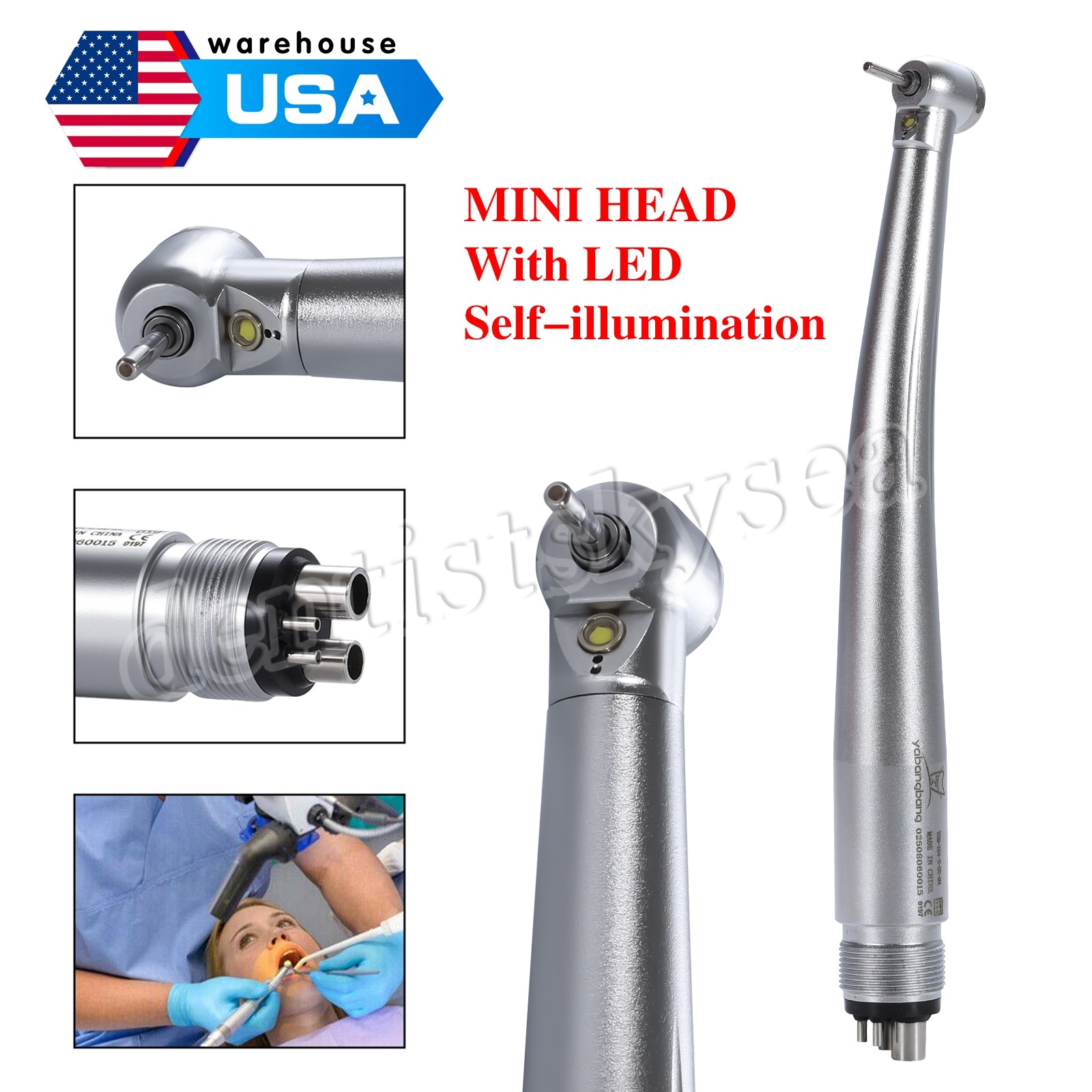 1-10 Dental (E-generator LED Fiber Optic) Handpiece 4H Mini Head Pediatric Kids