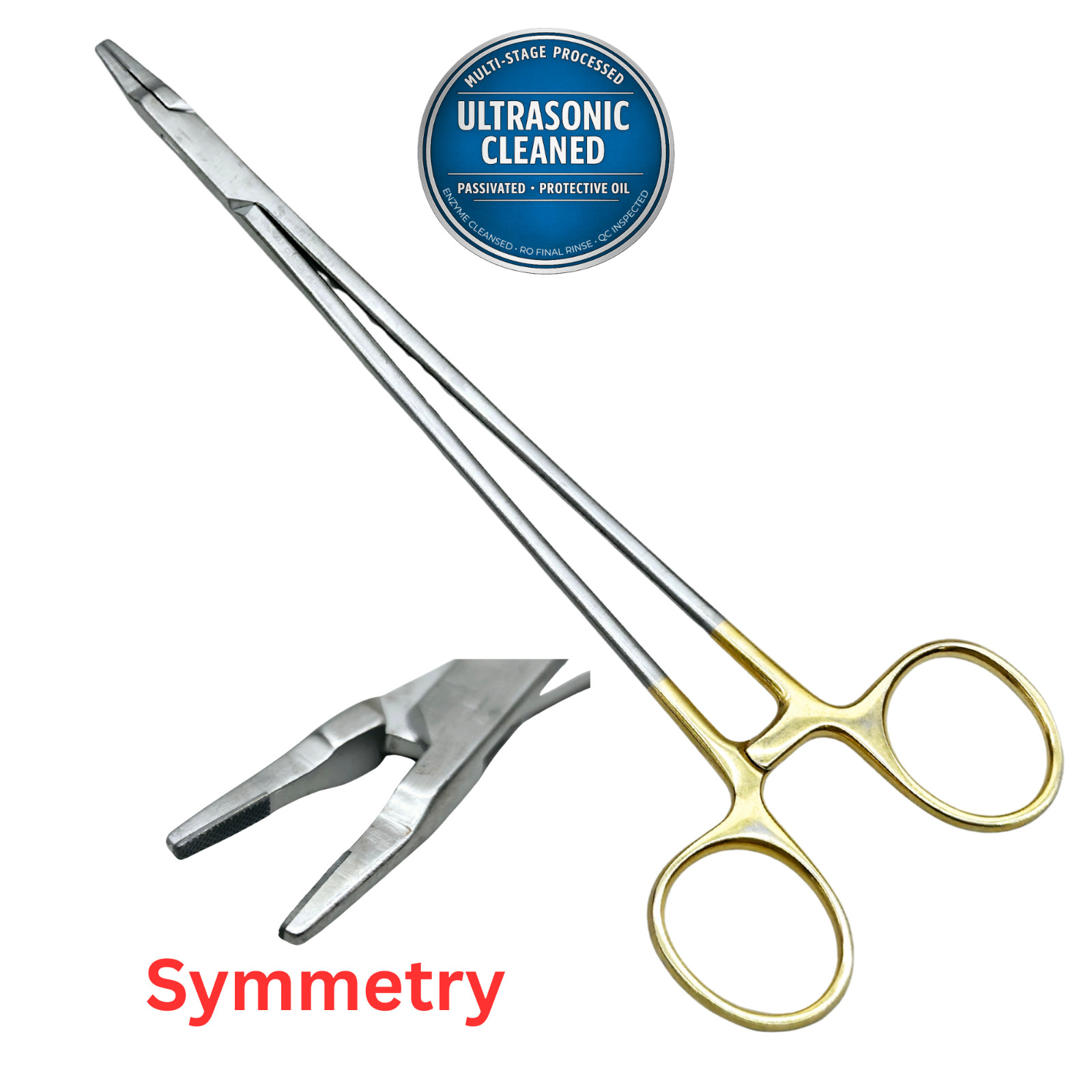 Symmetry 36-3003 Ryder Needle Holder, Straight, SERR , TC, 8″-Ultrasonic Cleaned