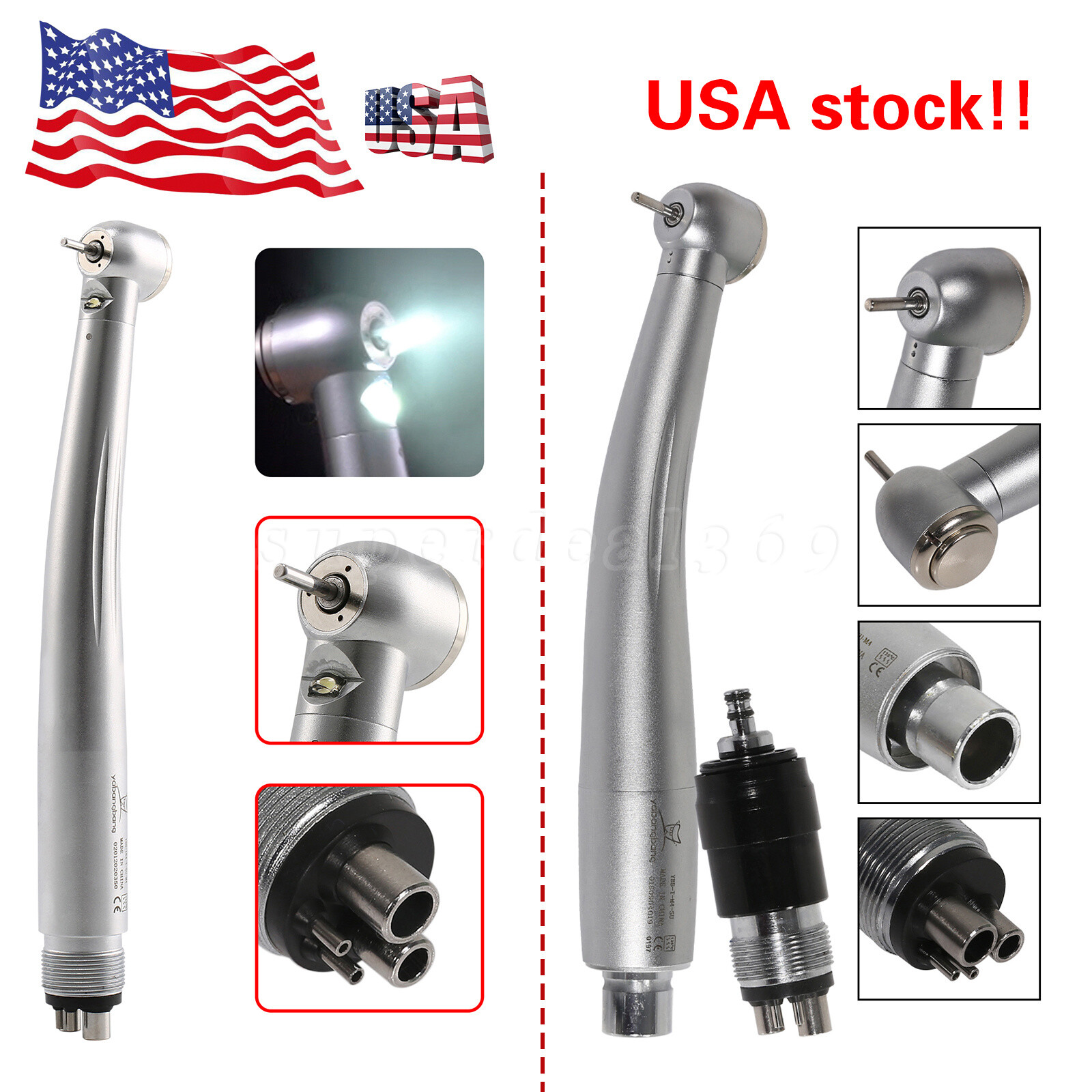 Dental High Speed Large head (LED) Handpiece /Quick Coupler 4 Hole fit NSK st