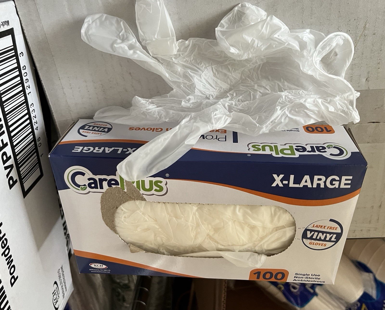 Disposable Vinyl Gloves XLarge 100/box Powder Free Latex Free Care Plus Lot of 2