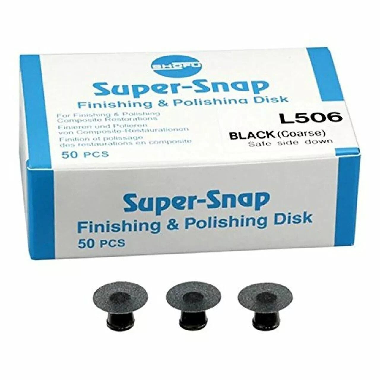 Shofu L506 Super Snap Finishing Polishing Disks Coarse Black Safe Side Down 50Pk