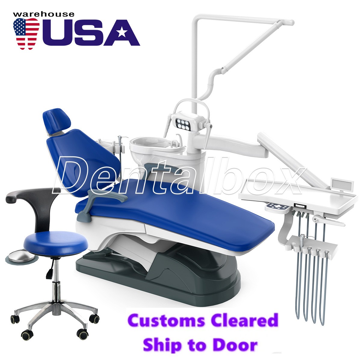 US Dental Unit Chair Computer Controlled DC Motor PU Leather + Stool TJ2688-A1
