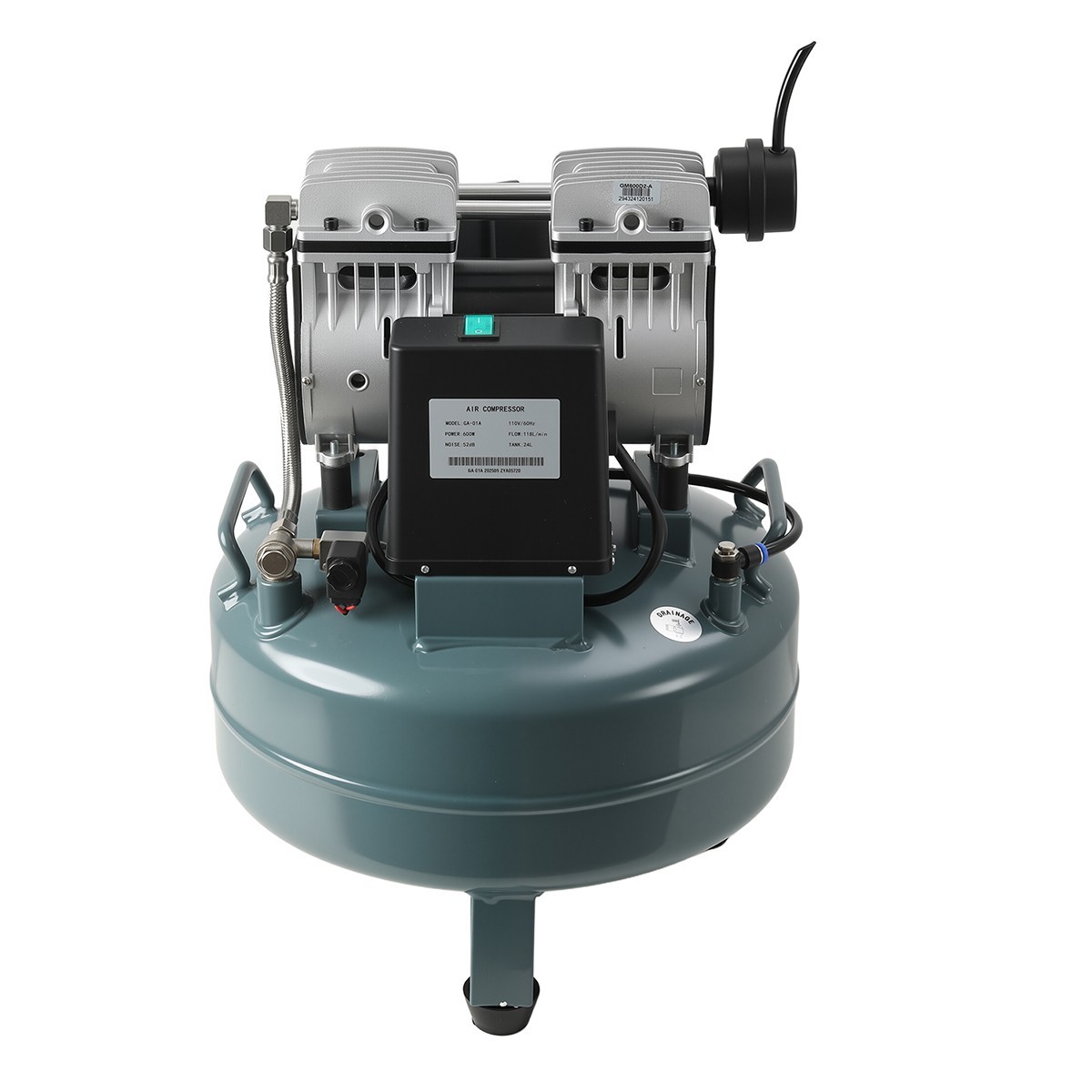 24L Portable Dental Air Compressor Oil Free Silent Air Pump 600W 118 L/min
