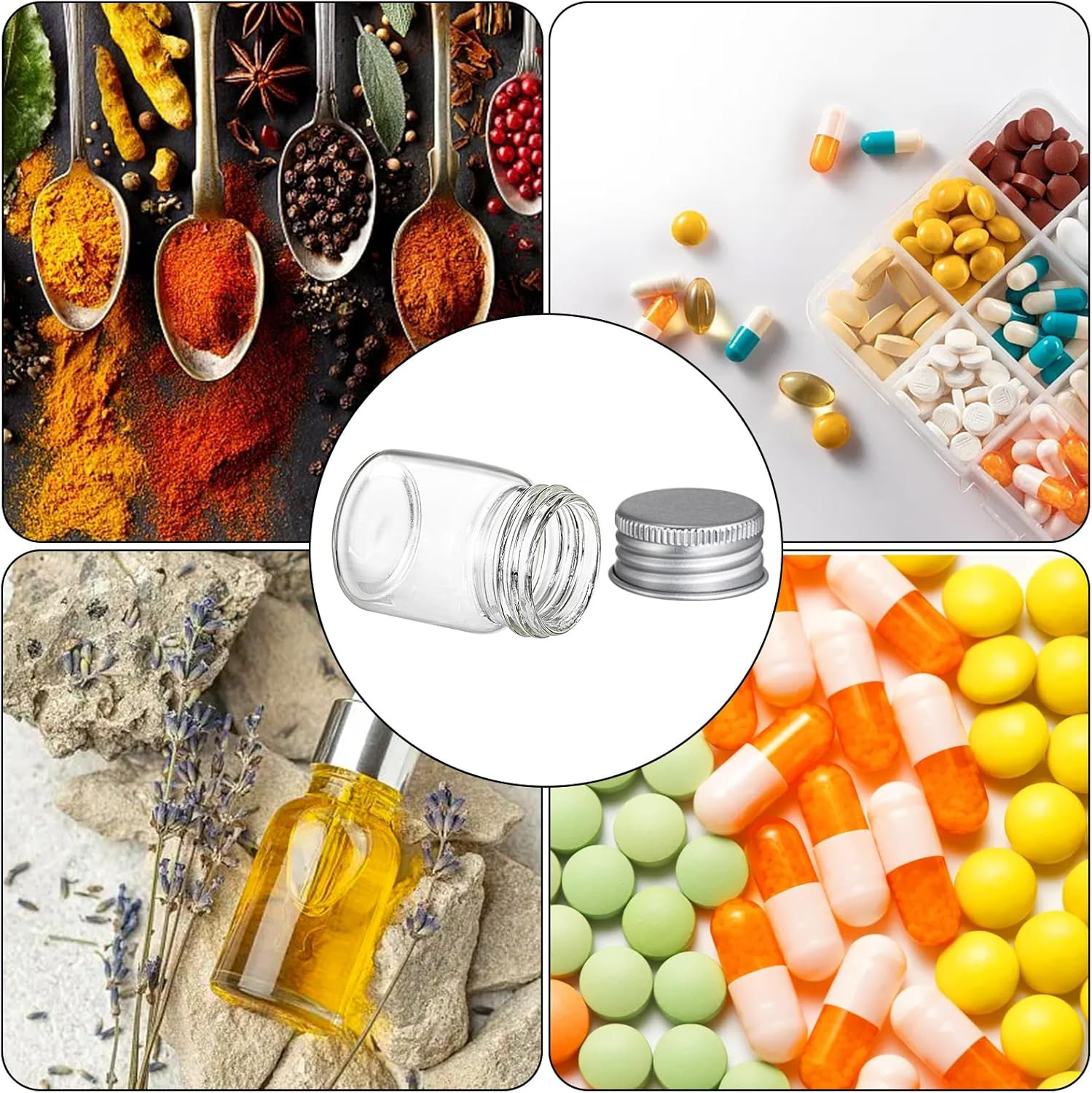 36 Pack 15Ml Empty Glass Jars with Screw Aluminum Caps, 0.5Oz Mini Cosmetics Con