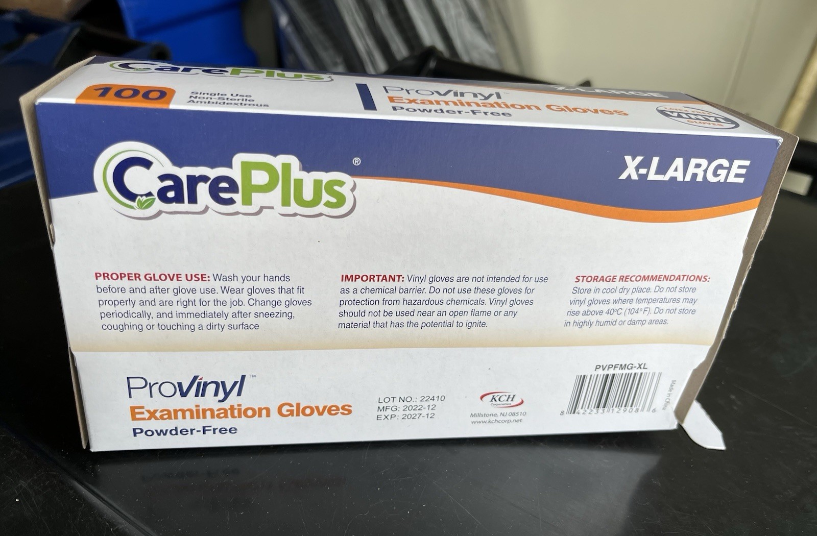 Disposable Vinyl Gloves XLarge 100/box Powder Free Latex Free Care Plus Lot of 2