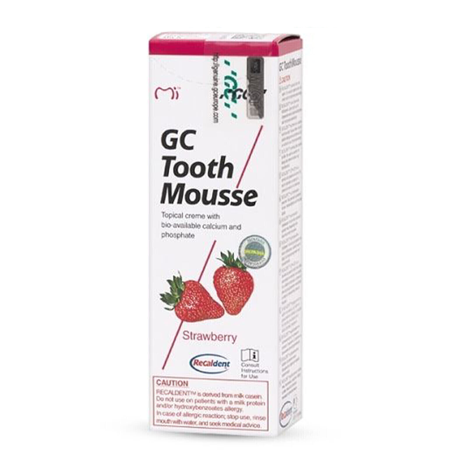 GC MI PASTE PLUS STRAWBERRY TOPICAL TOOTH CREAM WITH RECALDENT 1 TUBE OF 40 GM