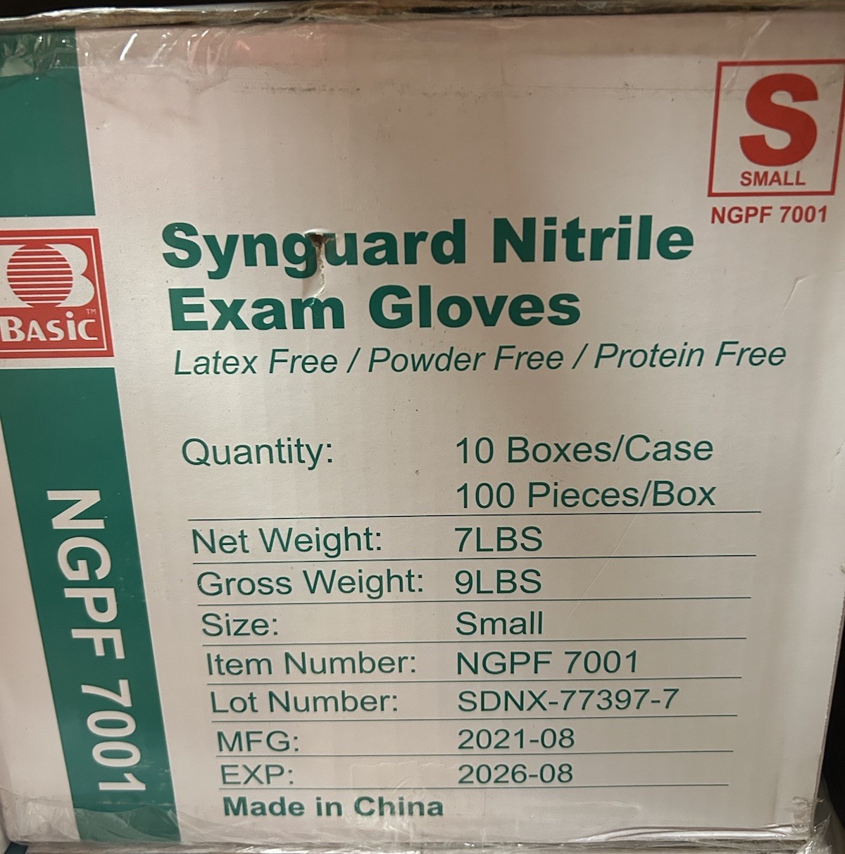 Synguard Nitrile Exam Gloves Latex Free/Powder Free/Protein Free/Food Safe Small