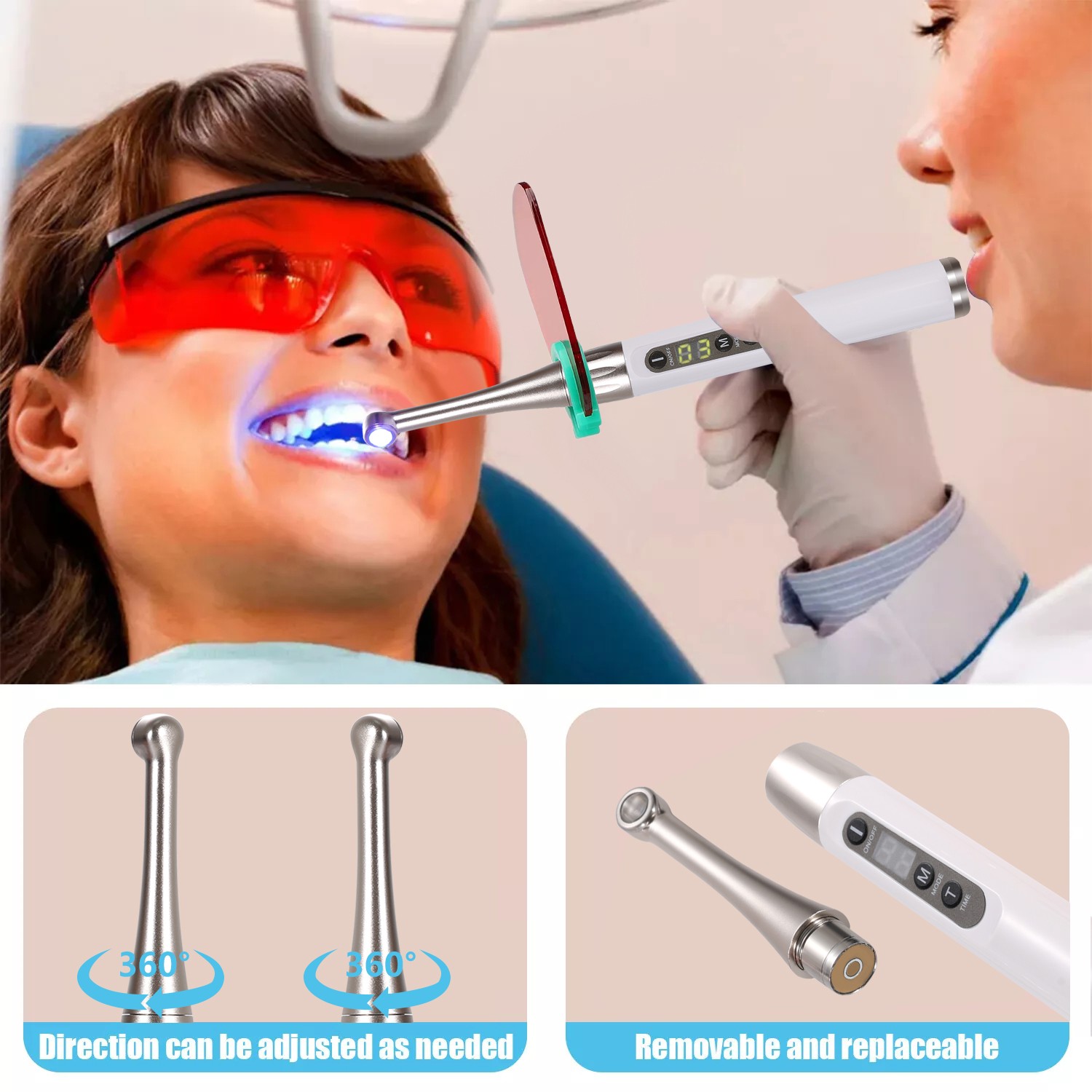 1-5 Dental Woodpecker Style iLED Wireless Curing Light Lamp 1 Sec Cure White sa