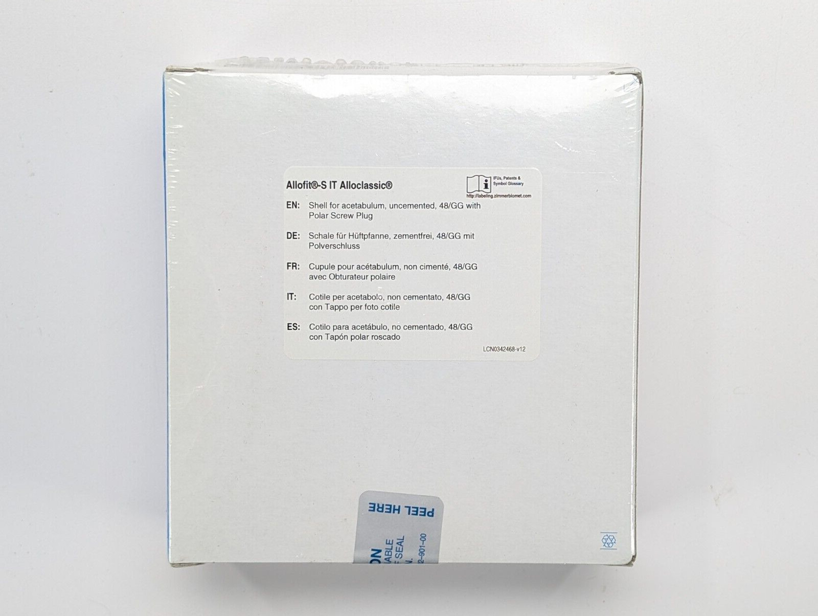 ZIMMER BIOMET Allofit S IT Alloclassic Shell For Acetabulum, Uncemented, 48/GG