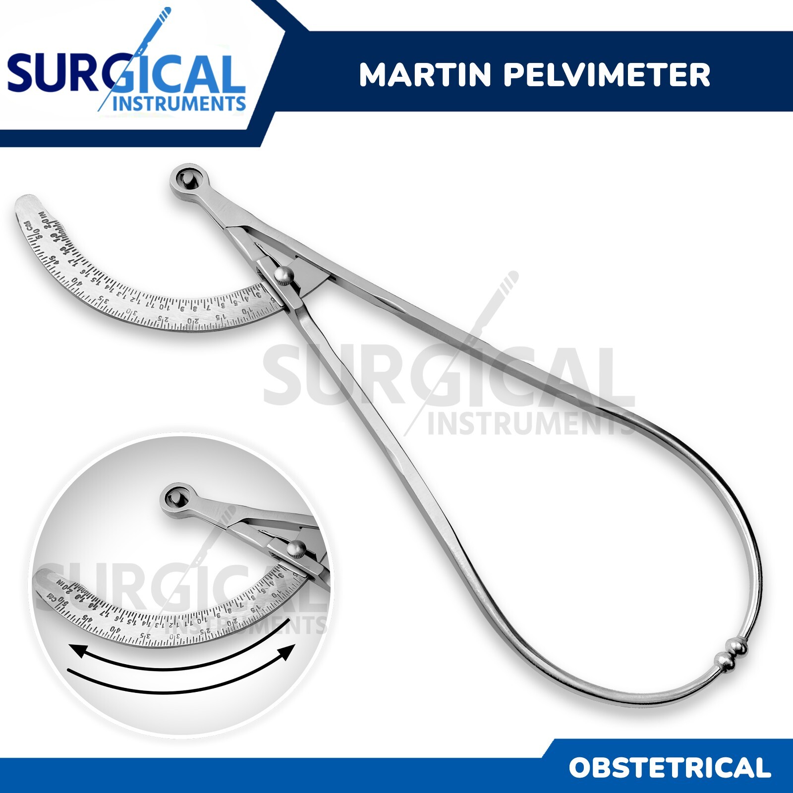 Martin Pelvimeter Breadth Caliper Obstetrical Instruments 20″x0.5″x6″ German Gr