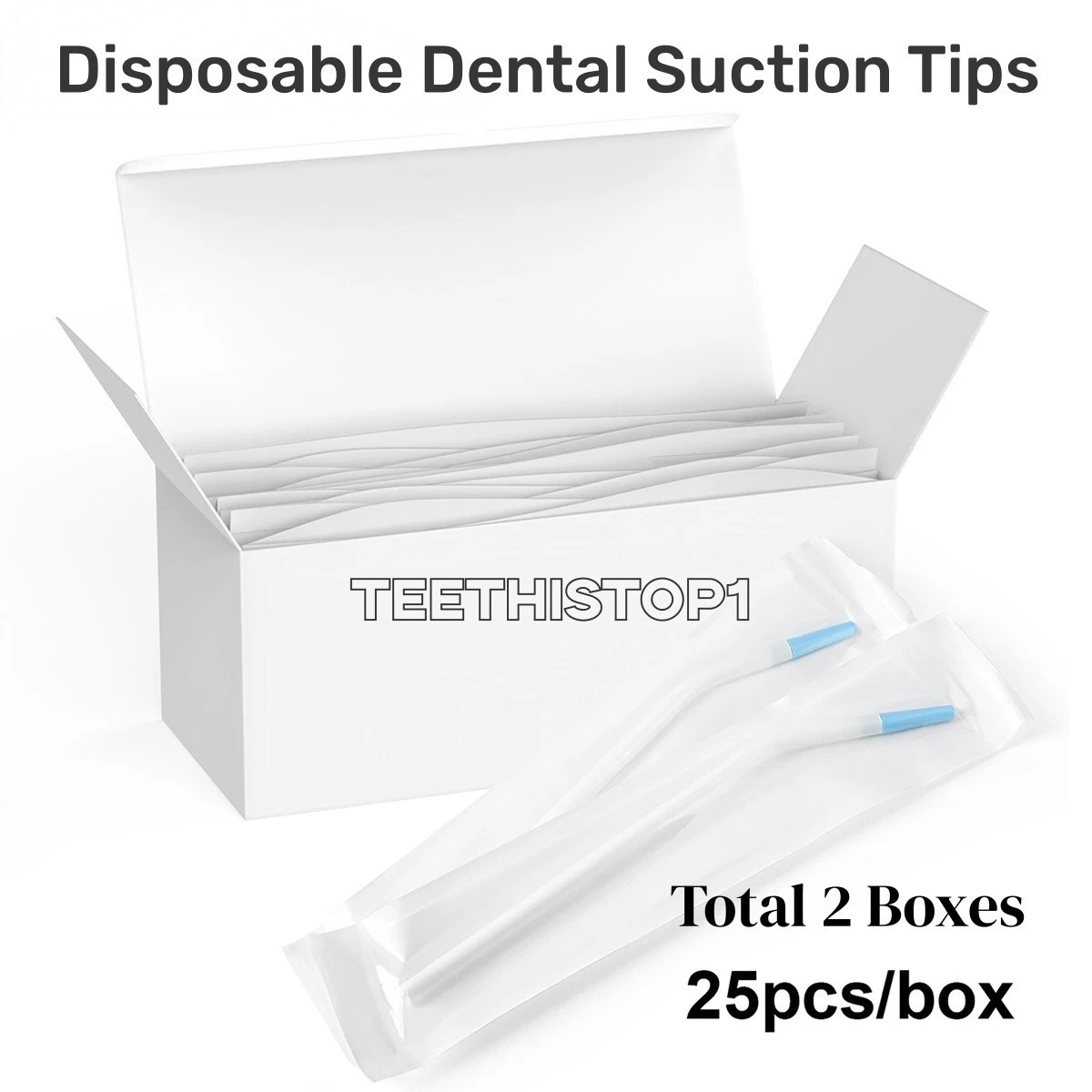 50Pcs Dental Disposable Surgical Suction Tips Suction Tubes Long Slim Type
