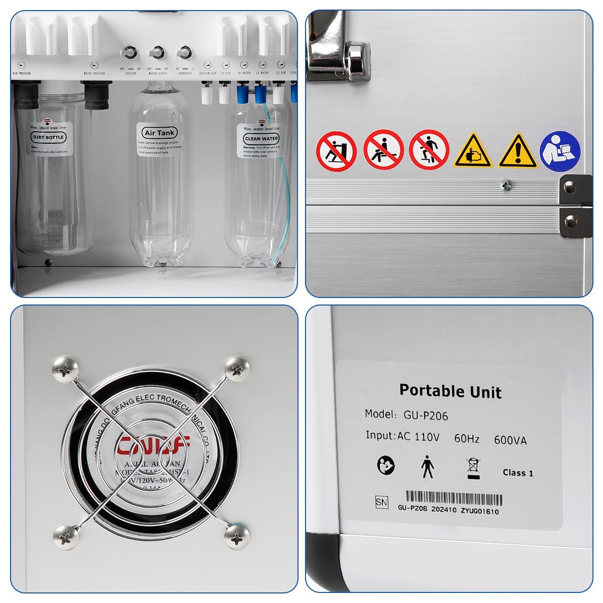 Portable Mobile Dental Delivery Unit Cart Air Compressor Suction+Scaler P206