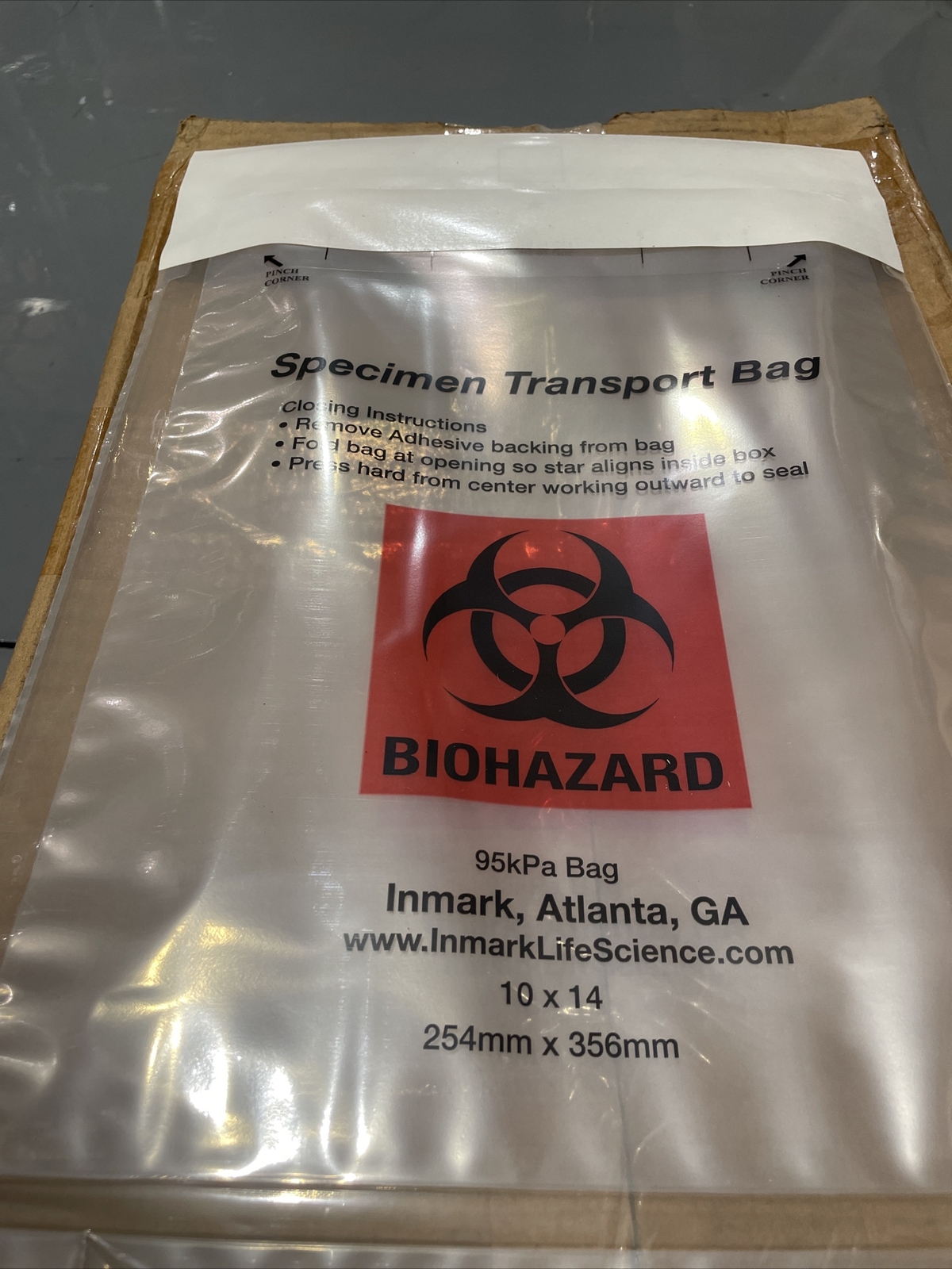 Inmark 95KPA 10×14 Specimen/Biohazard Transport Bag Kpa95c-091-01 Case/250 Bags