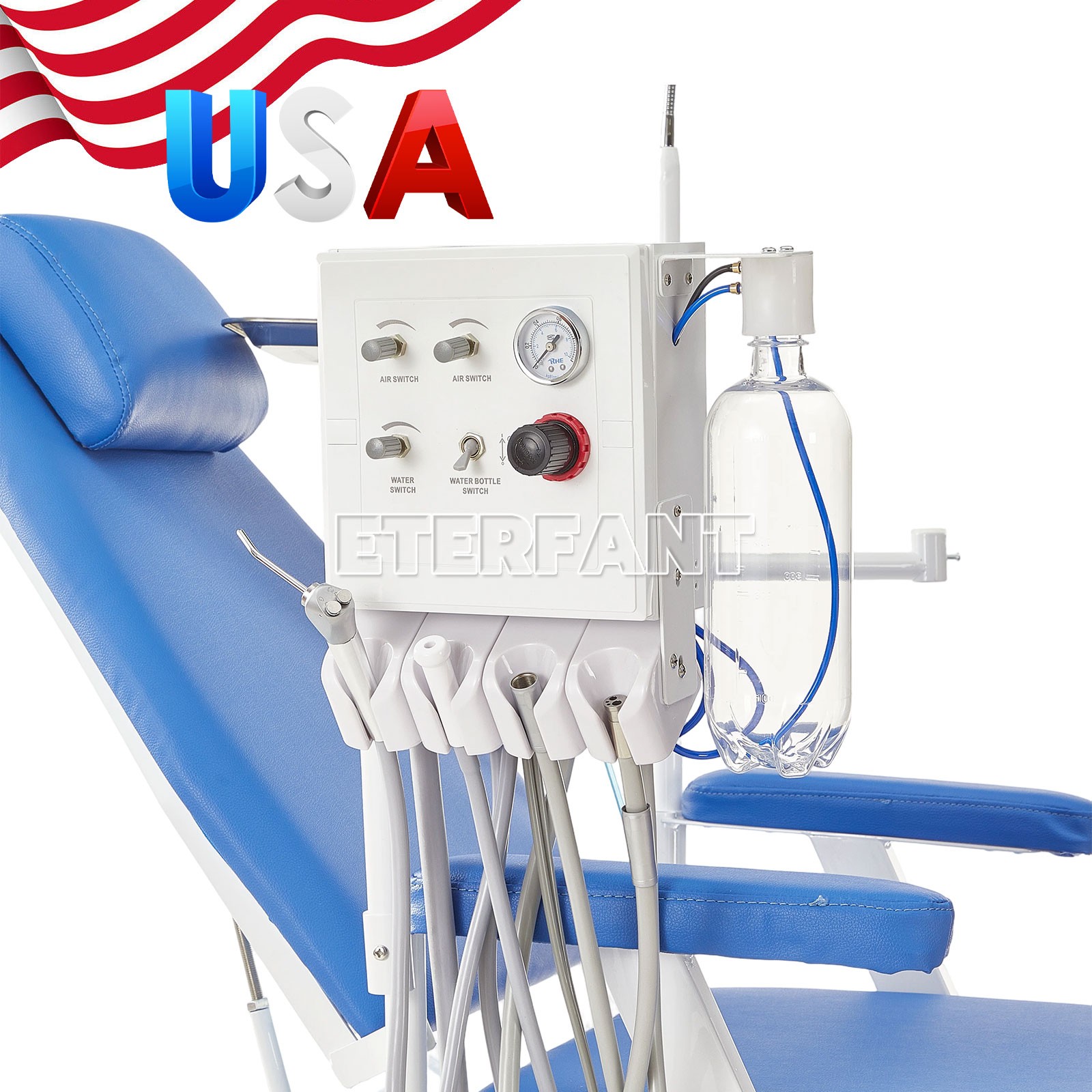 ENTERFANT Portable Dental Chair Mobile Exam Folding Silla LED Light Lamp+Tray